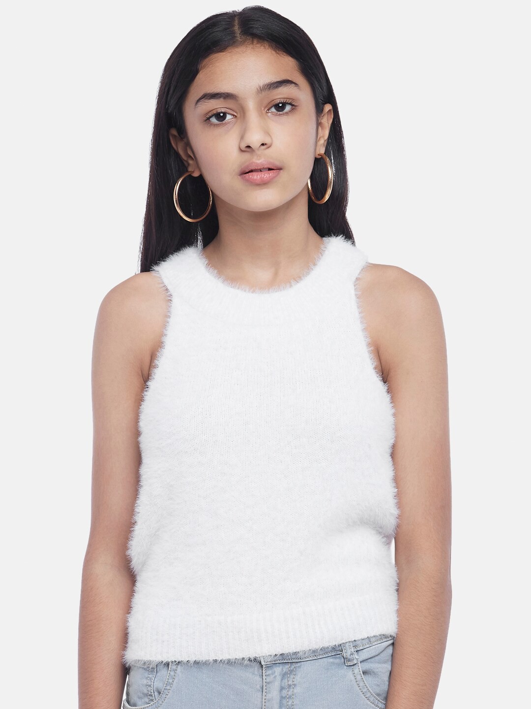 

Coolsters by Pantaloons Girls Off White Pullover with Fuzzy Detail