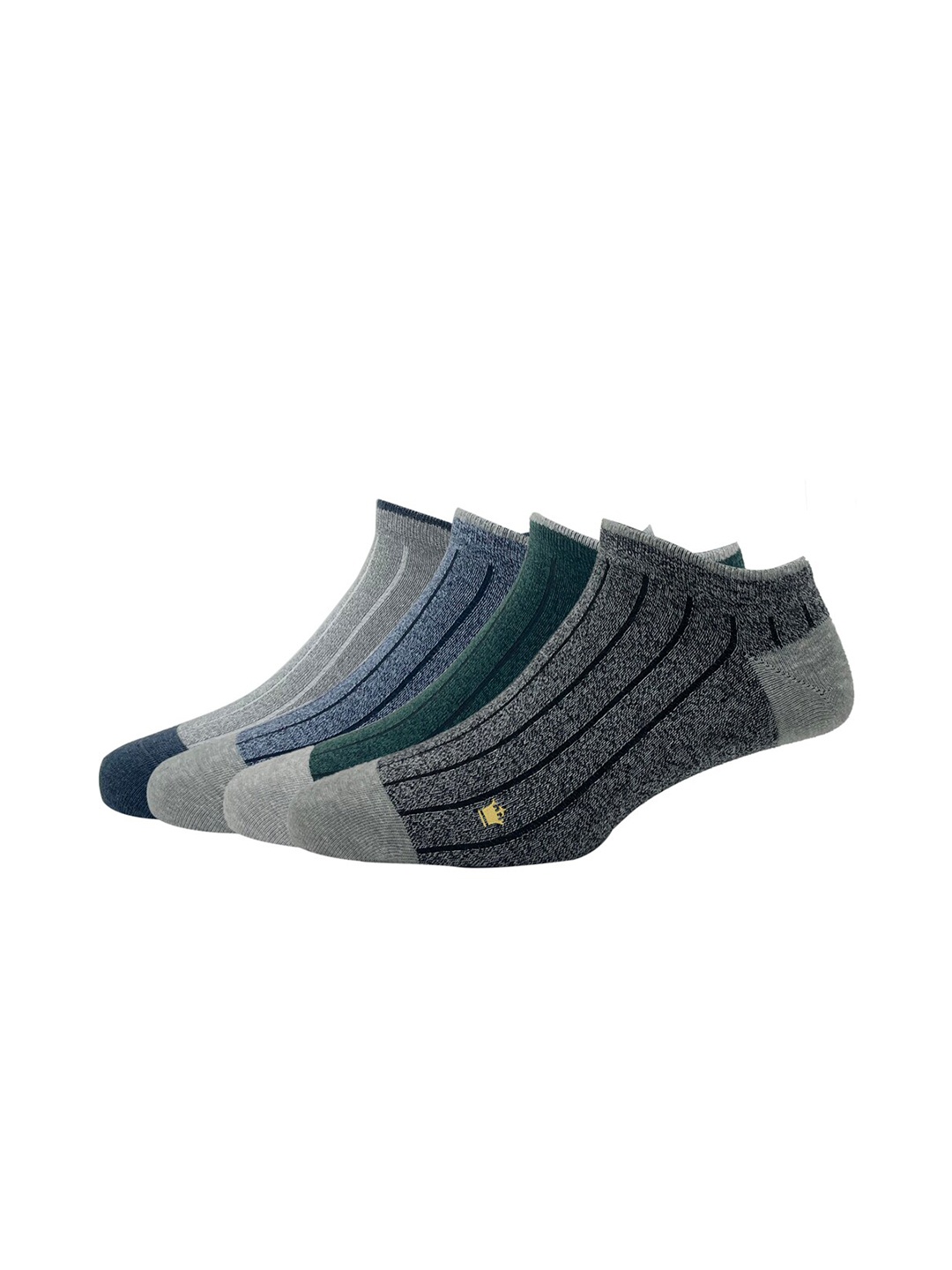 

Louis Philippe Men Pack Of 4 Patterned Ankle Length Cotton Socks, Green