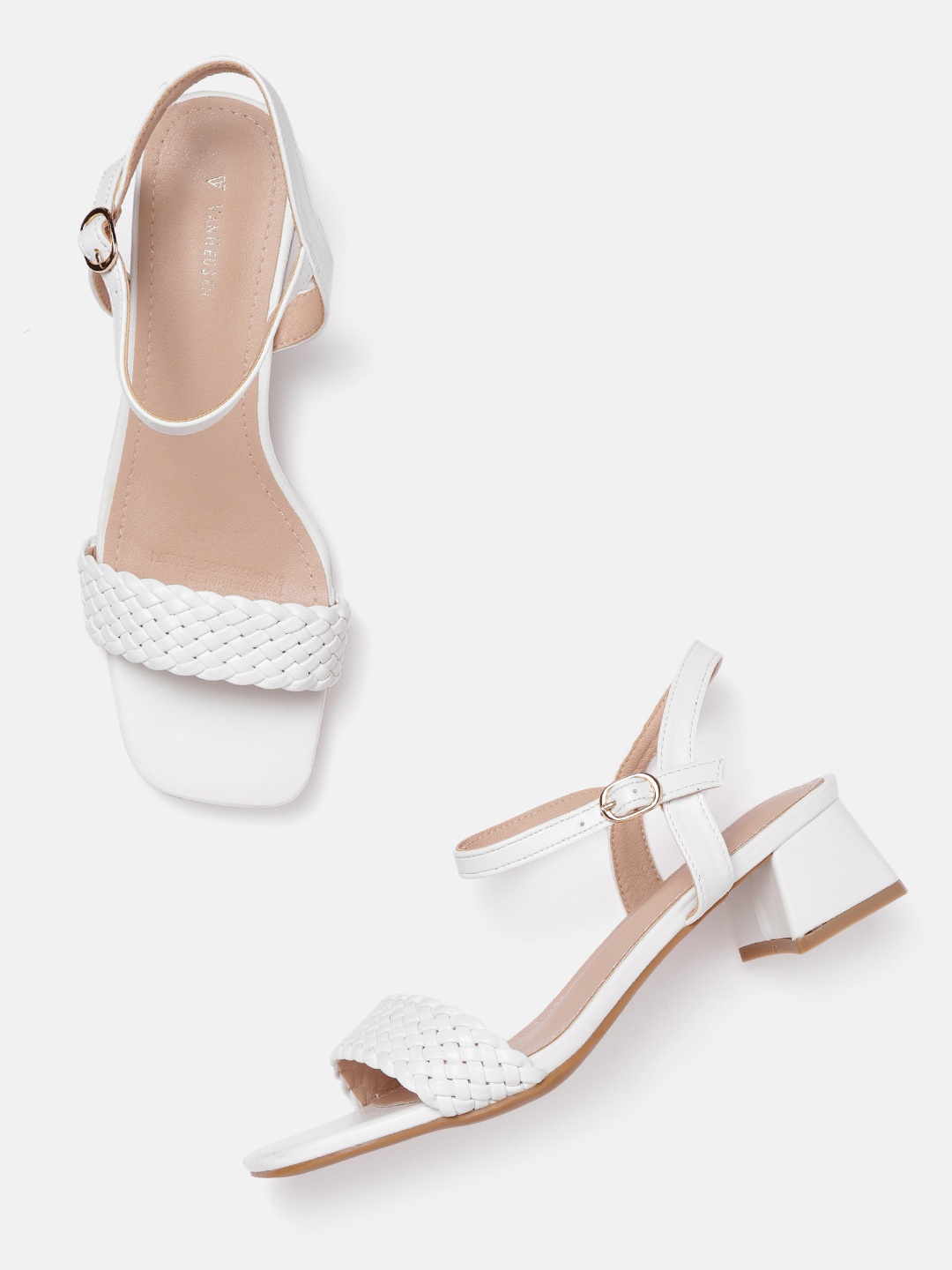 

Van Heusen Woman White Woven Block Heels