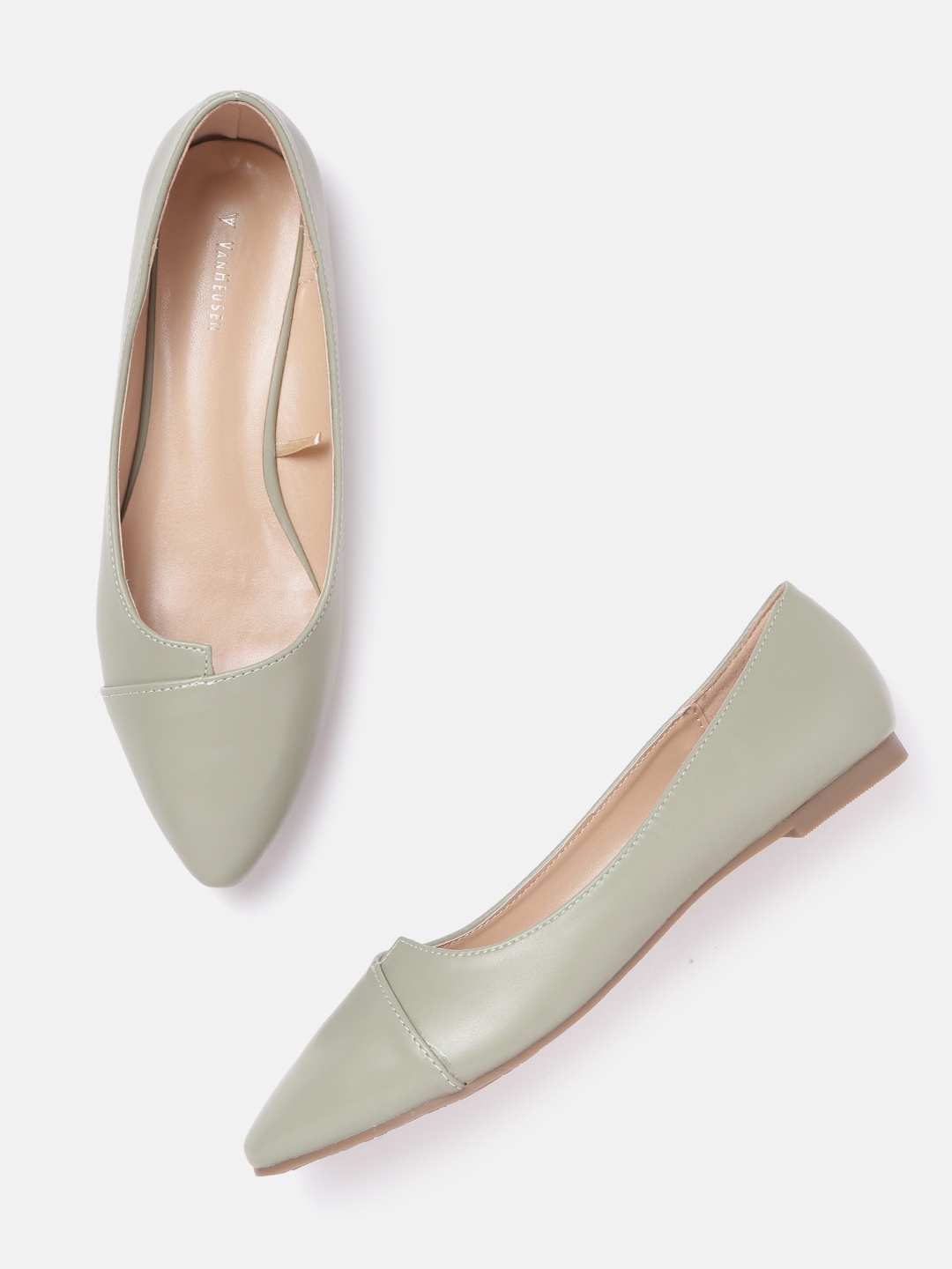 

Van Heusen Woman Sage Green Solid Ballerinas