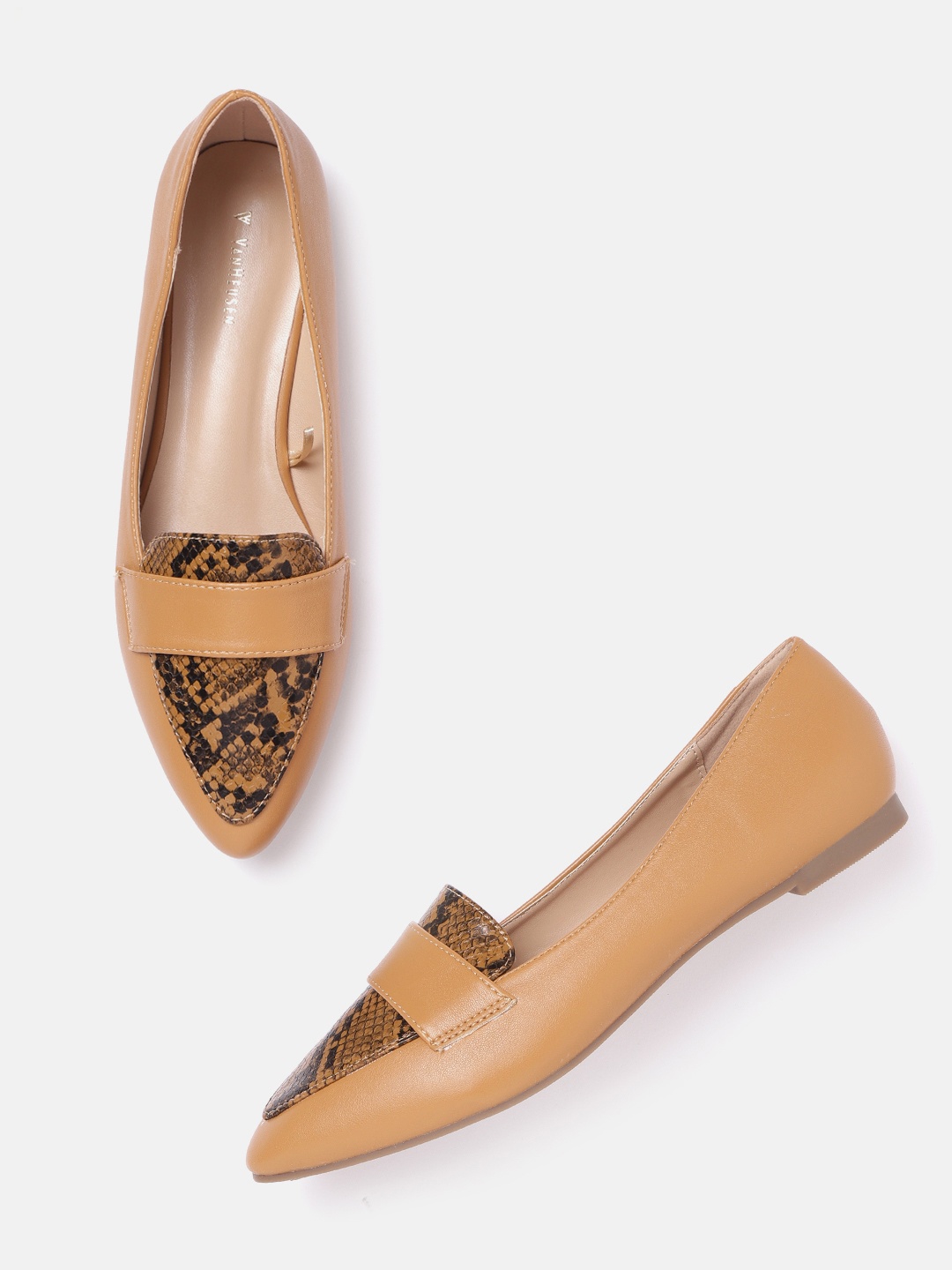 

Van Heusen Woman Mustard Yellow & Black Snakeskin Print Ballerinas