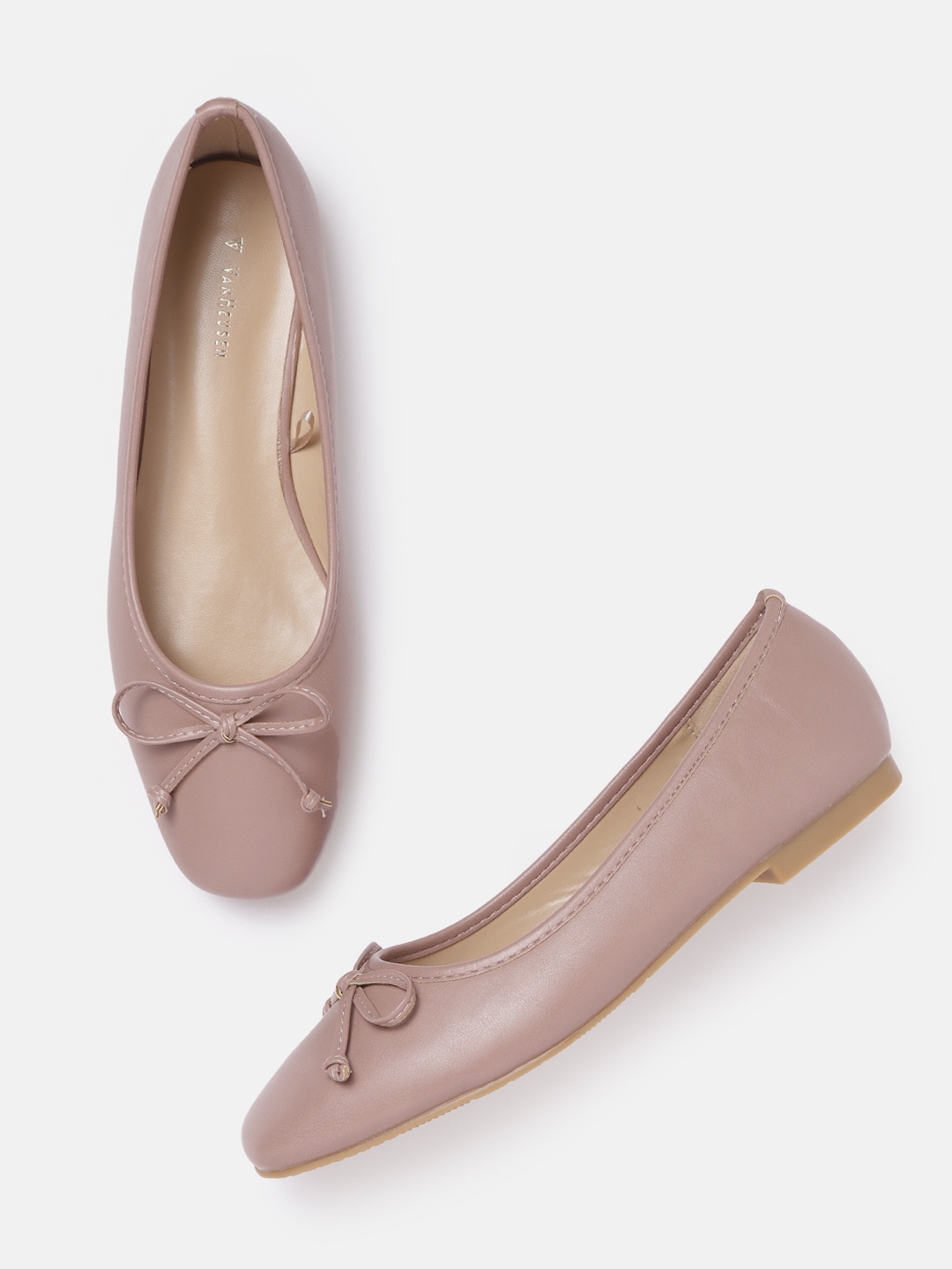 

Van Heusen Woman Dusty Rose Pink Solid Ballerinas with Bow Detail