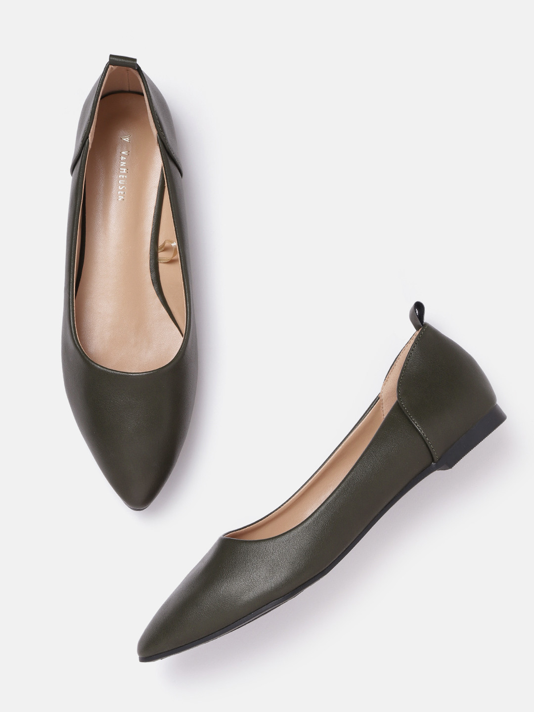 

Van Heusen Woman Olive Green Solid Ballerinas