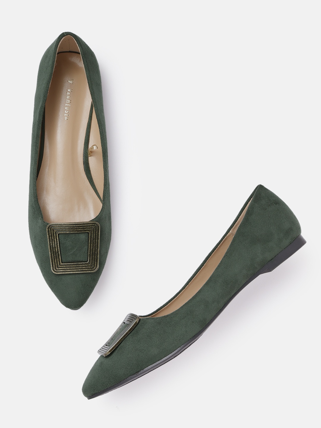 

Van Heusen Woman Green Solid Ballerinas with Metal Detail