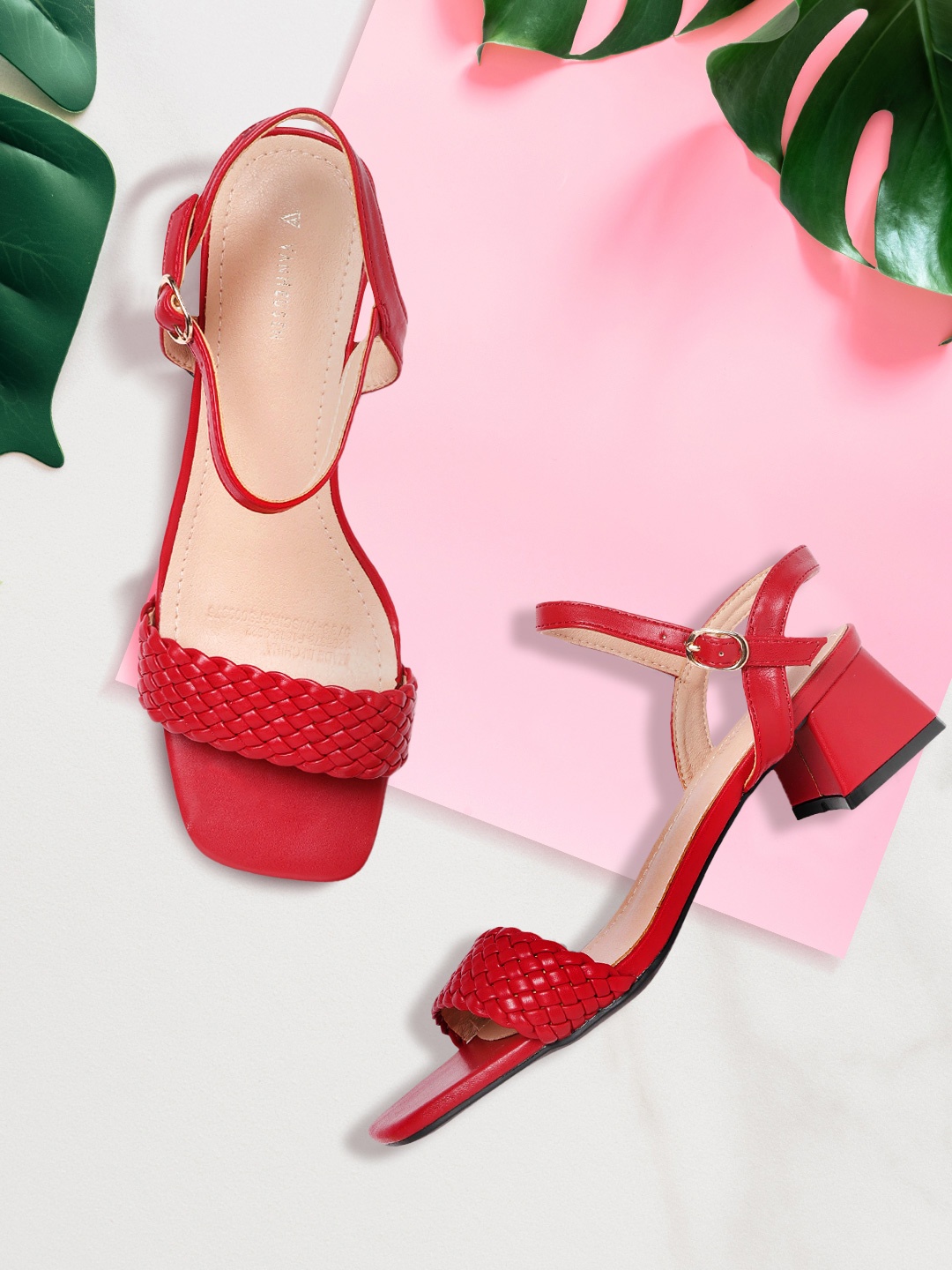 

Van Heusen Woman Maroon Woven Block Heels