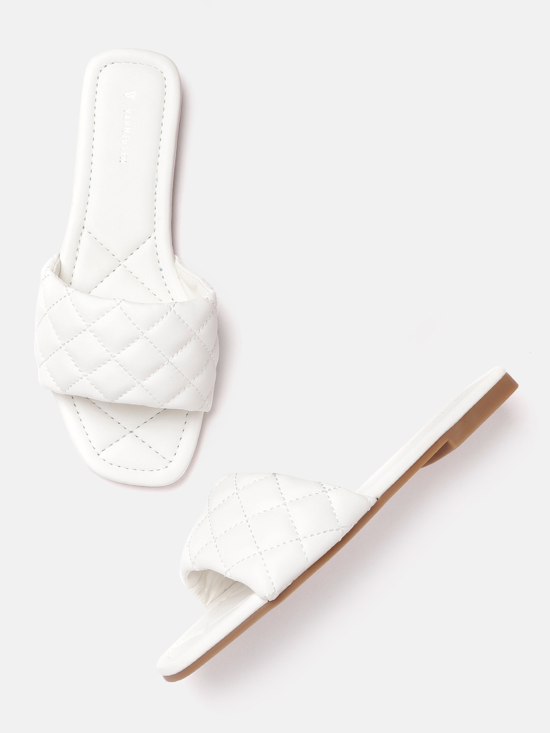 

Van Heusen Woman White Quilted Open Toe Flats