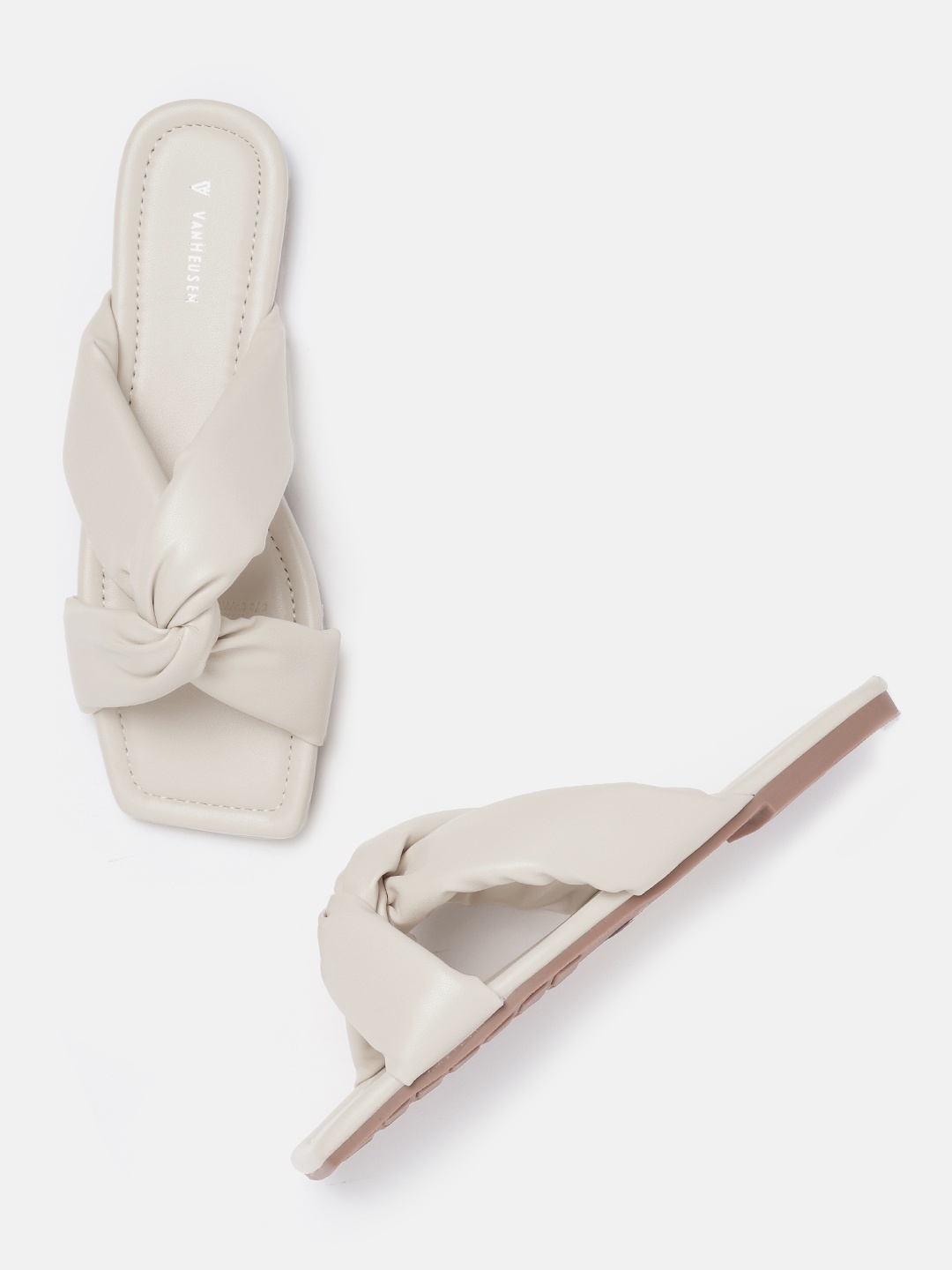 

Van Heusen Woman Beige Solid Open Toe Flats with Knot Detail