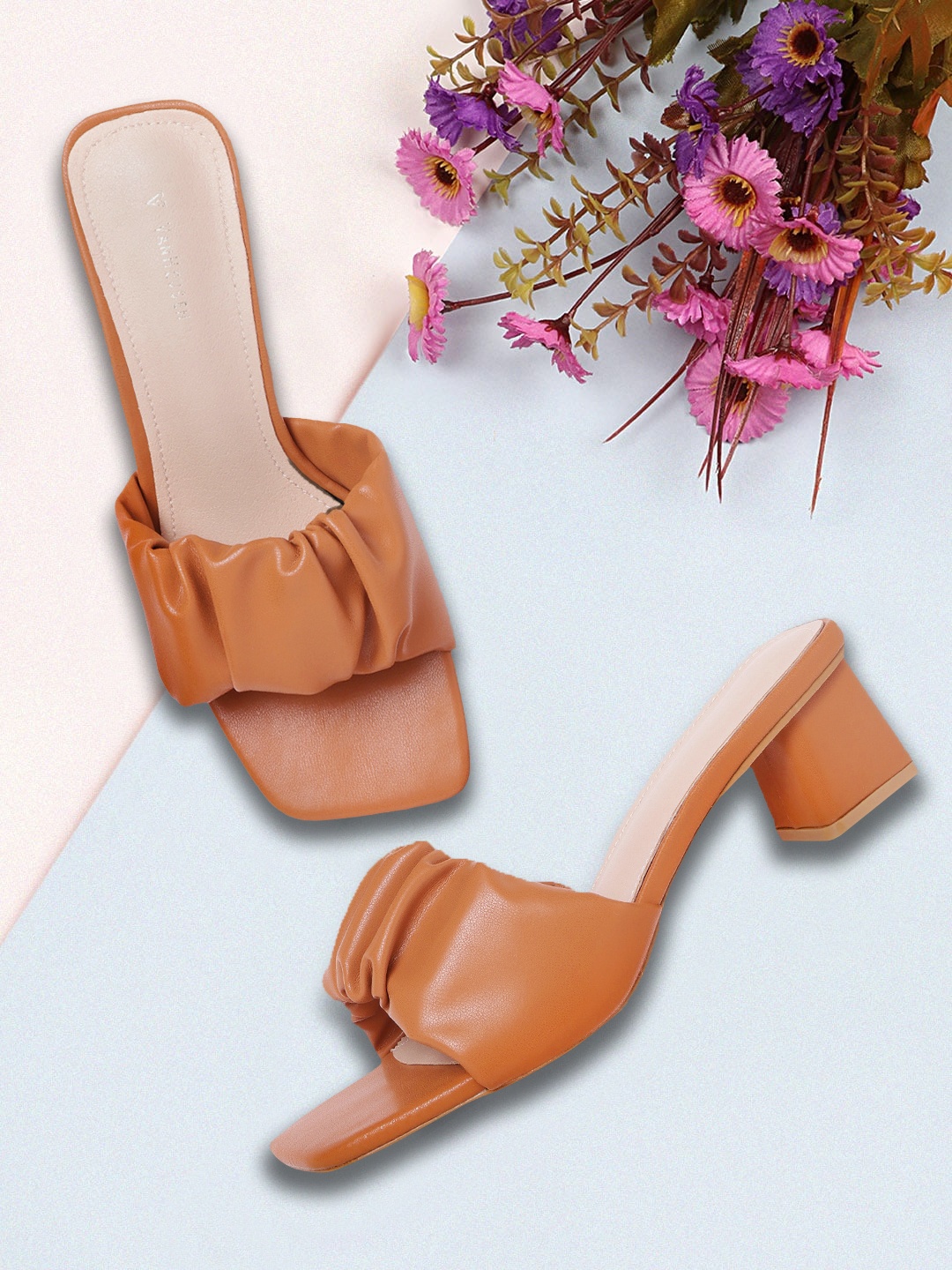 

Van Heusen Woman Tan Brown Solid Block Heels