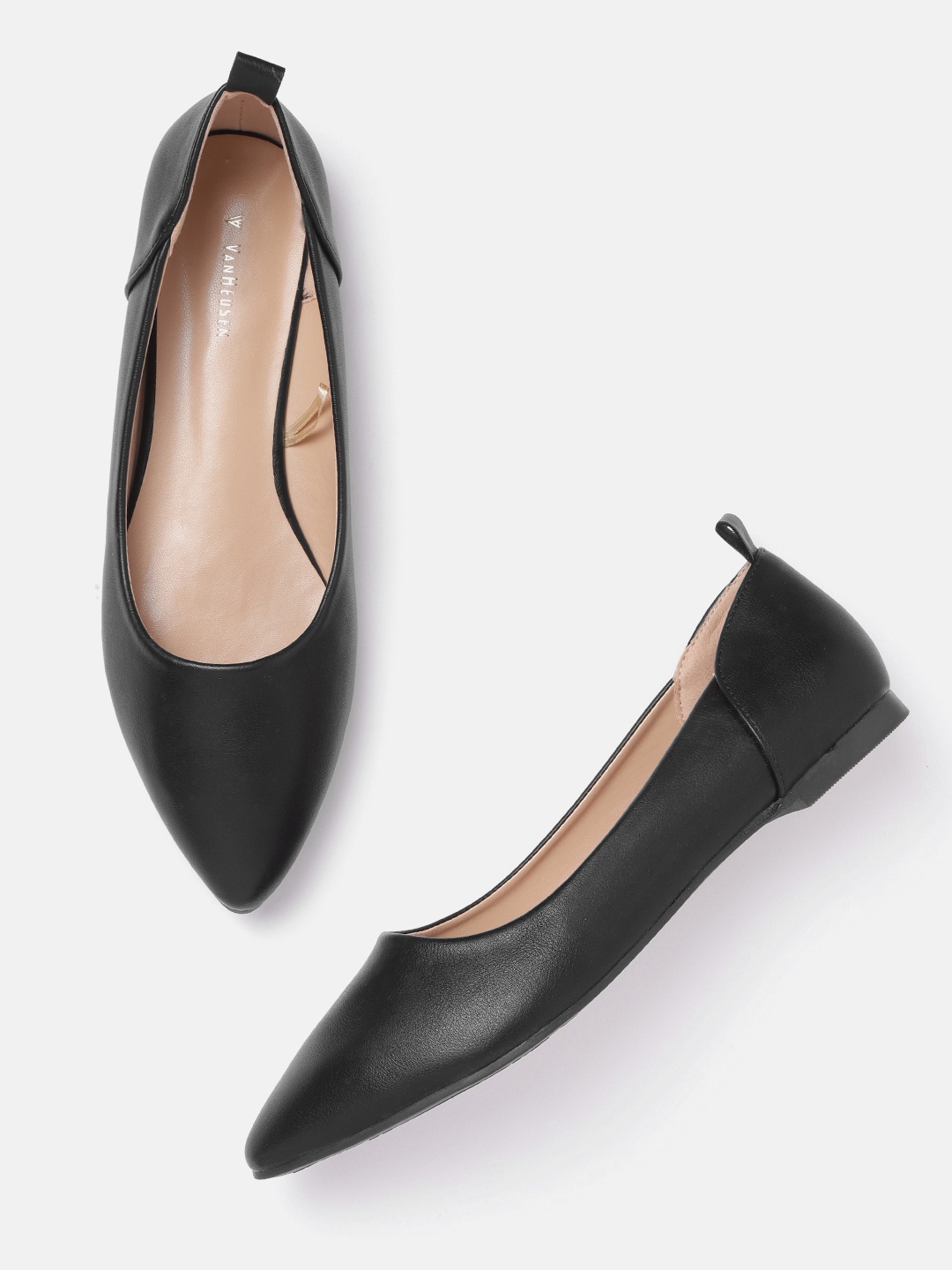 

Van Heusen Woman Black Solid Pointed Toe Ballerinas