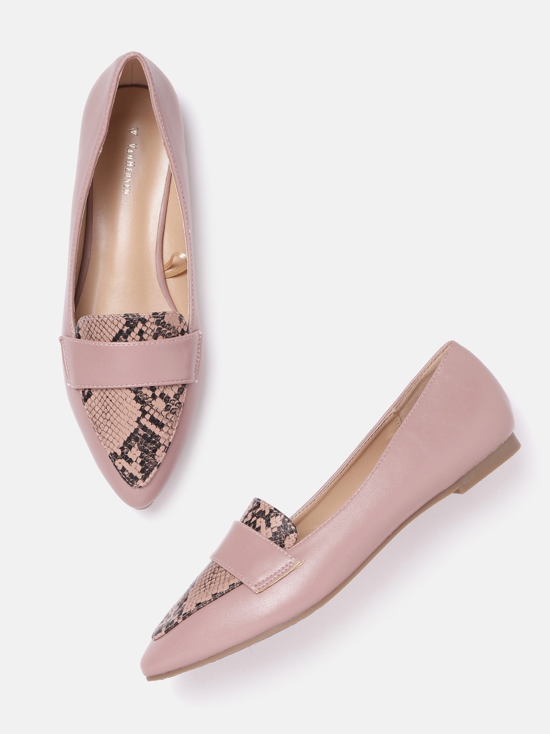 

Van Heusen Woman Mauve & Beige Snake Skin Textured Ballerinas