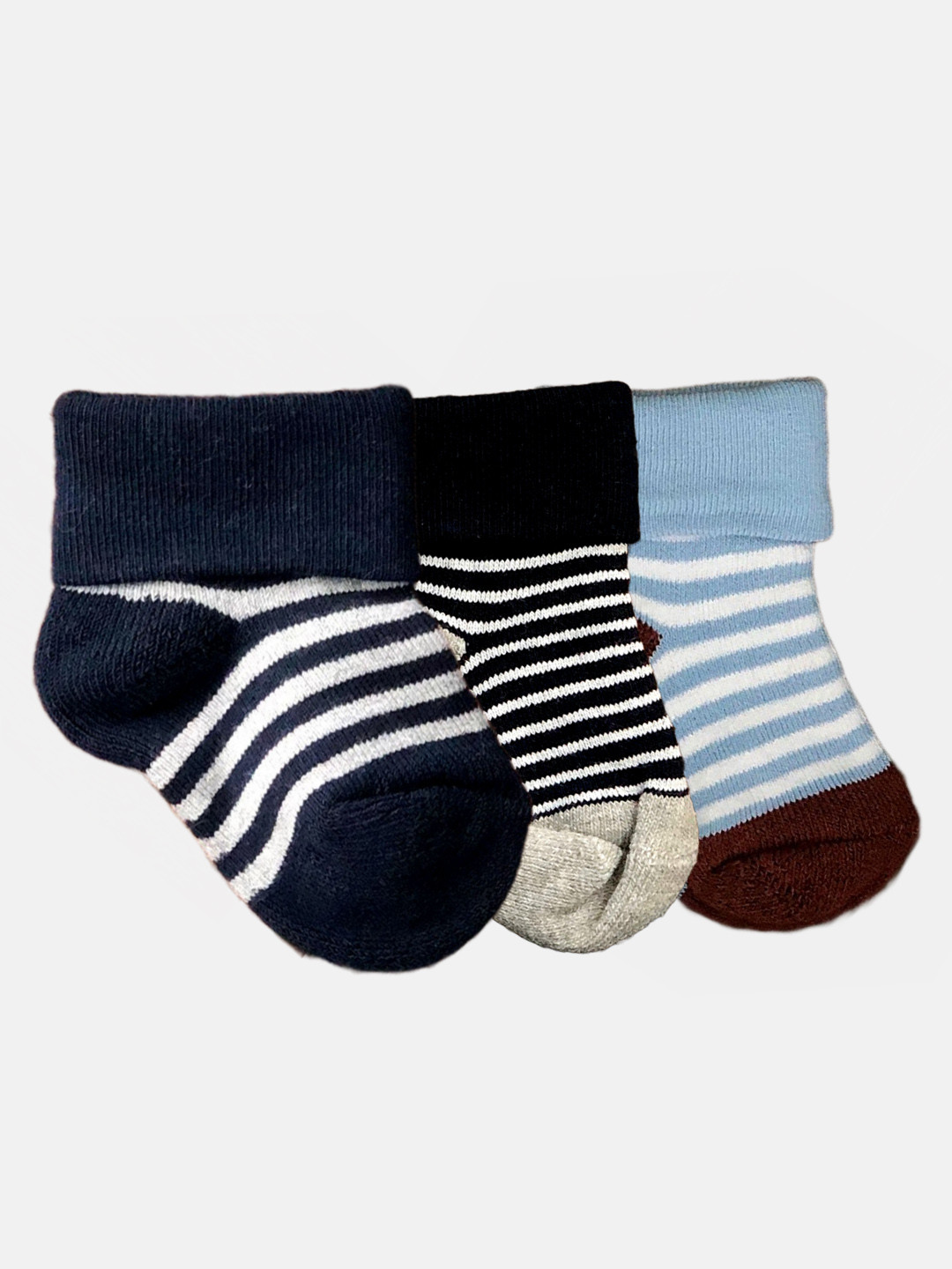 

N2S NEXT2SKIN Infant Girls Pack Of 3 Patterned Cotton Ankle-Length Socks, Brown