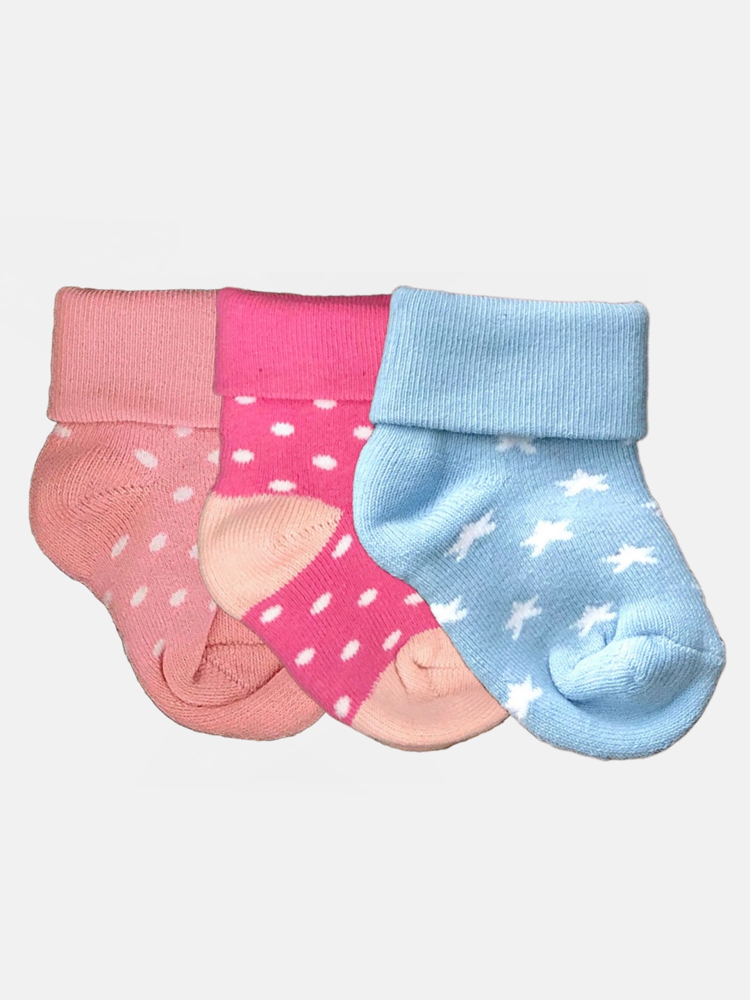 

N2S NEXT2SKIN Infant Girls Pack Of 3 Patterned Cotton Ankle-Length Socks, Pink