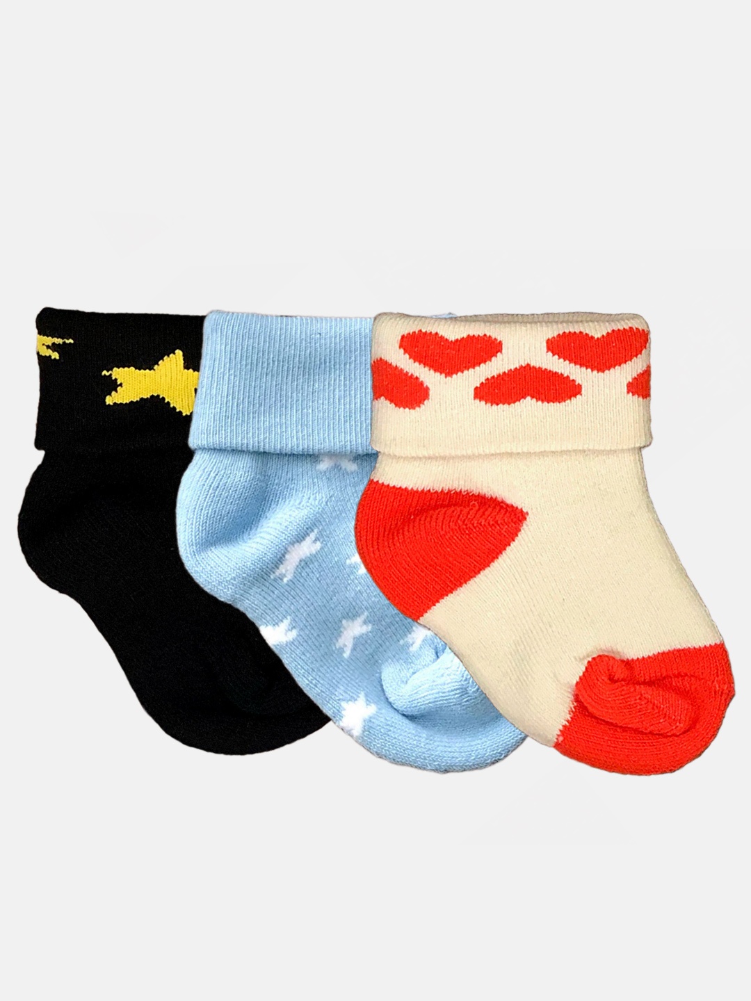 

N2S NEXT2SKIN Infant Girls Pack of 3 Patterned Cotton Ankle-Length Socks, Black