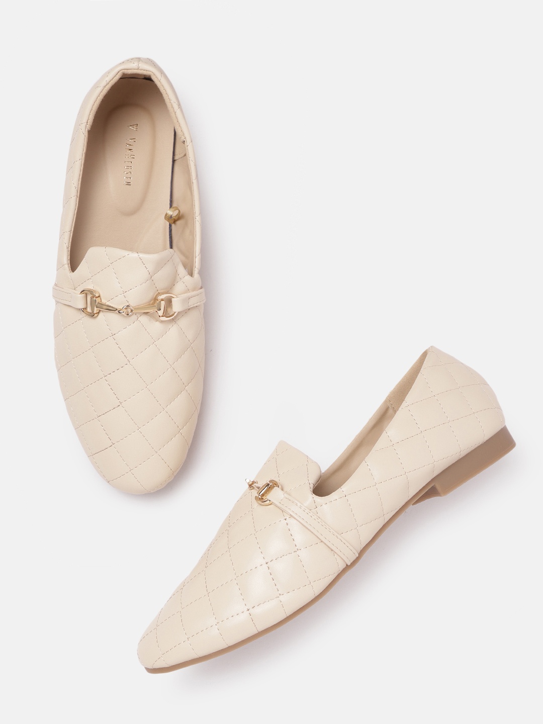 

Van Heusen Woman Quilted Horsebit Loafers, Cream