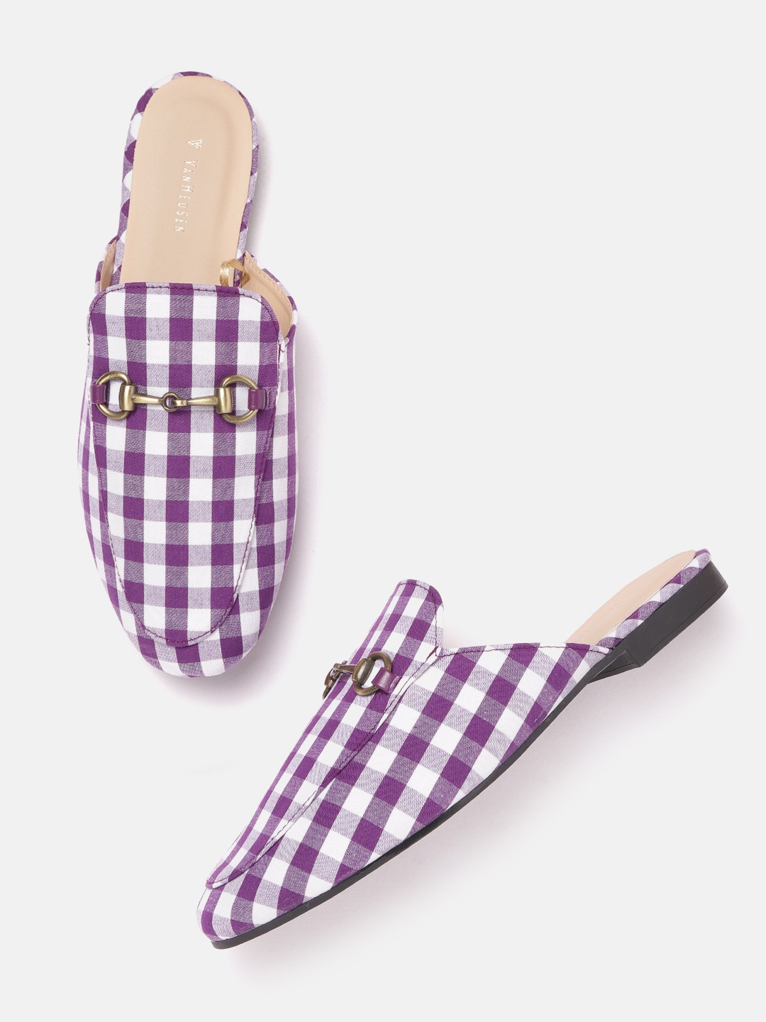 

Van Heusen Woman Checked Horsebit Mules, Purple