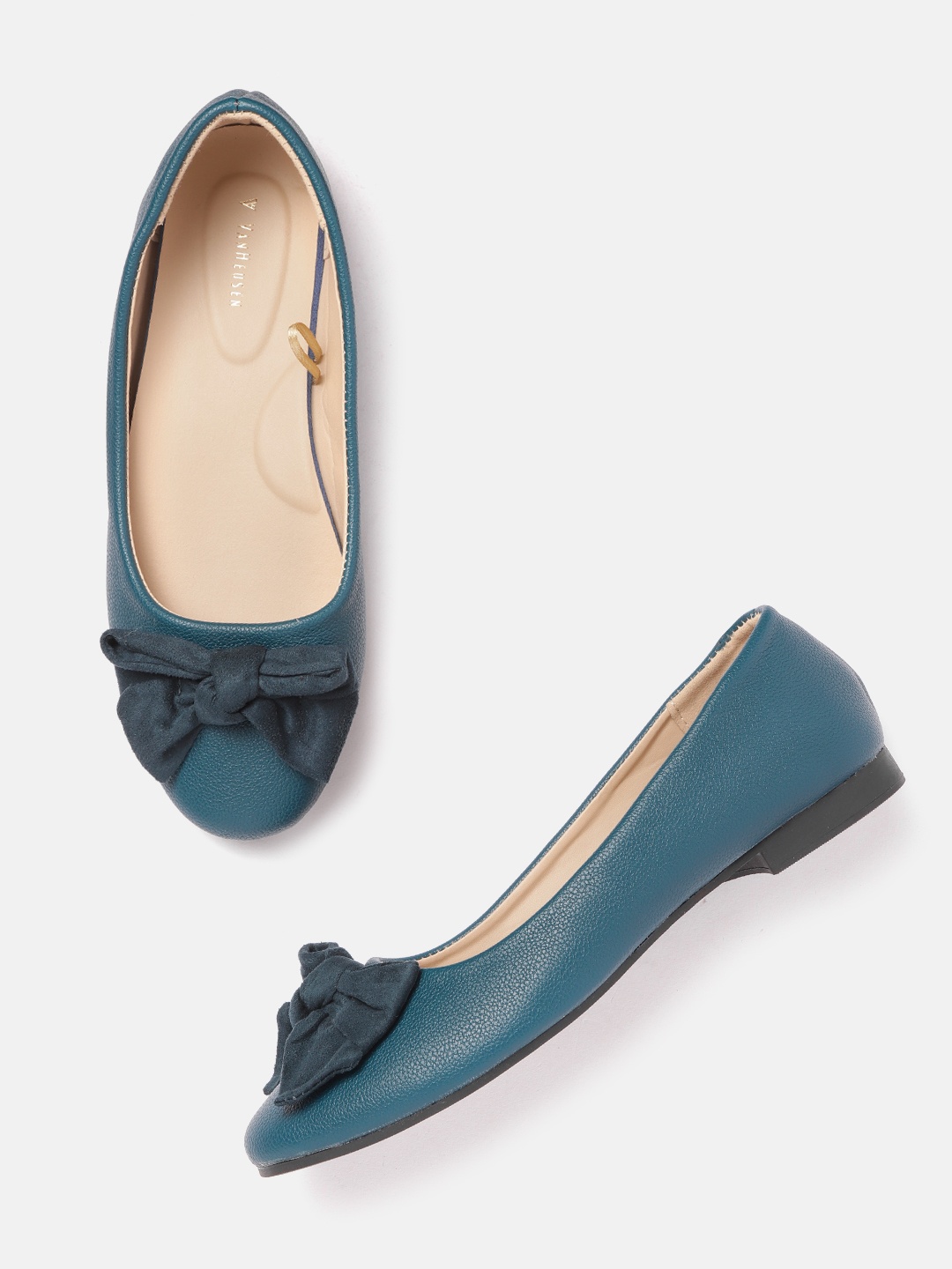 

Van Heusen Woman Women Solid Ballerinas with Suede Finish Bow, Teal