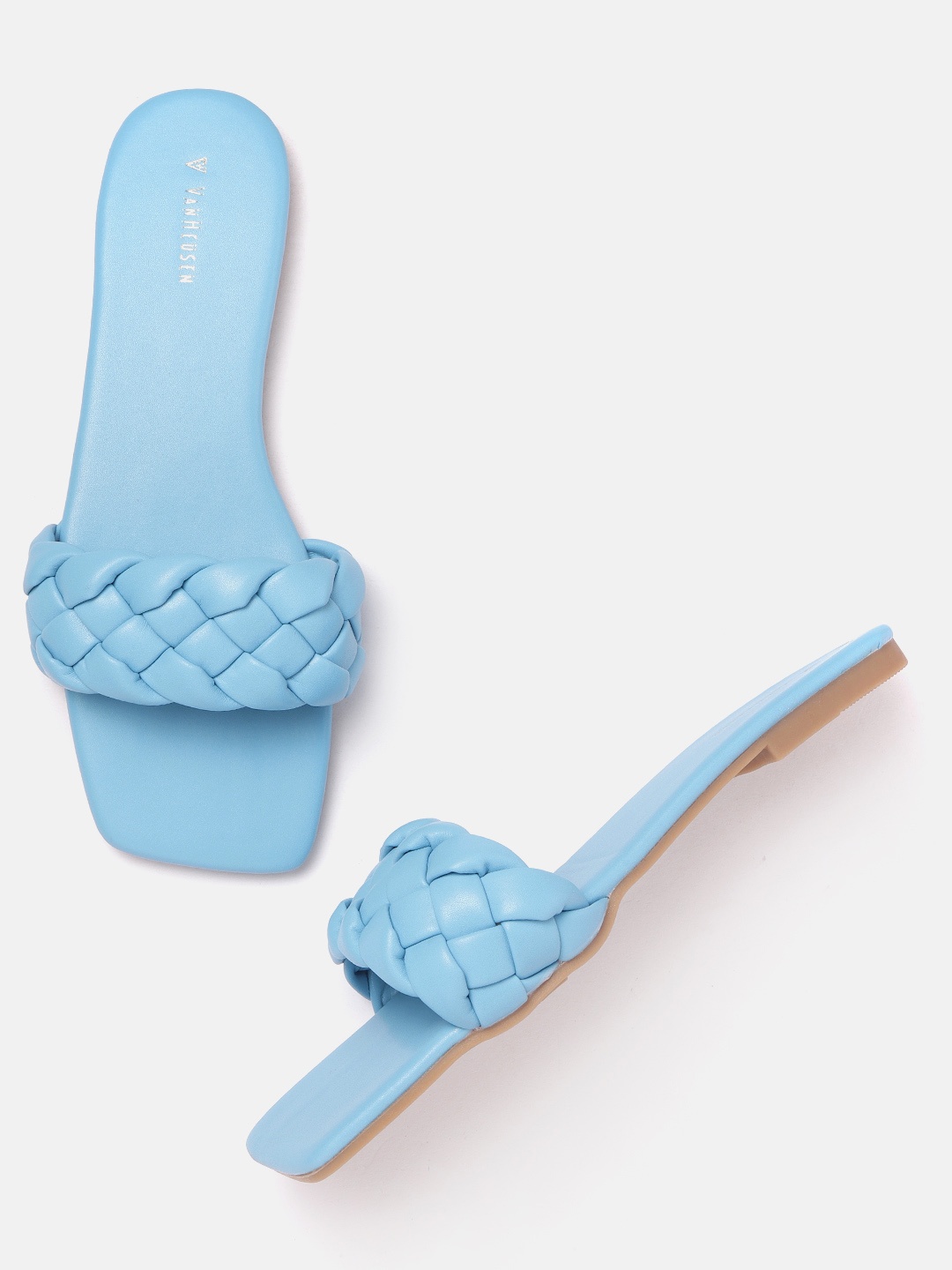 

Van Heusen Woman Braided Woven Design Open Toe Flats, Blue