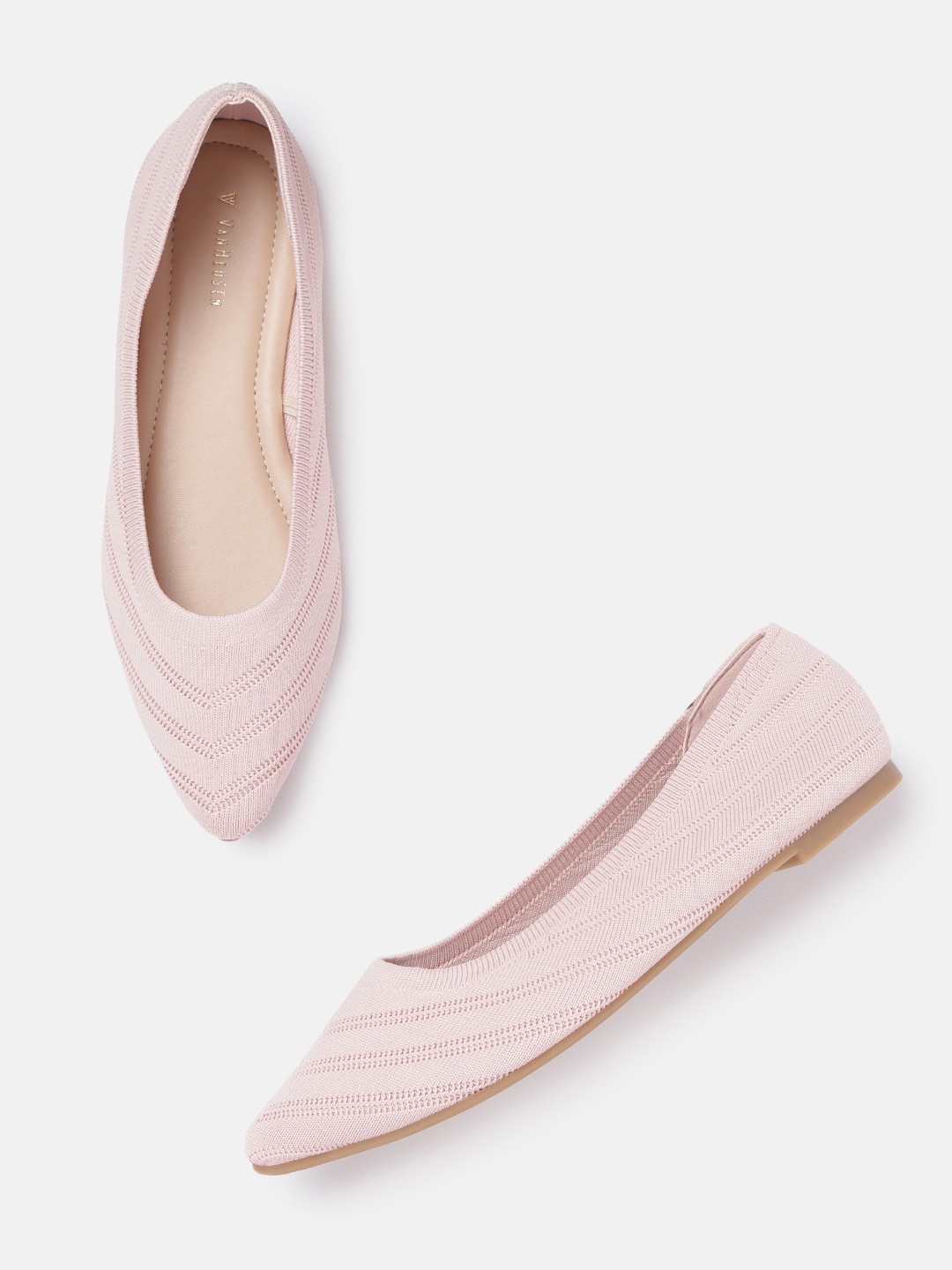 

Van Heusen Woman Pink Solid Pointed Toe Ballerinas