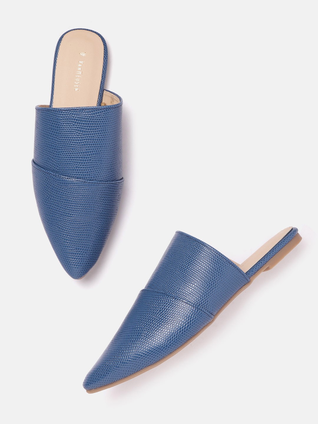 

Van Heusen Woman Snakeskin Textured Mules, Blue