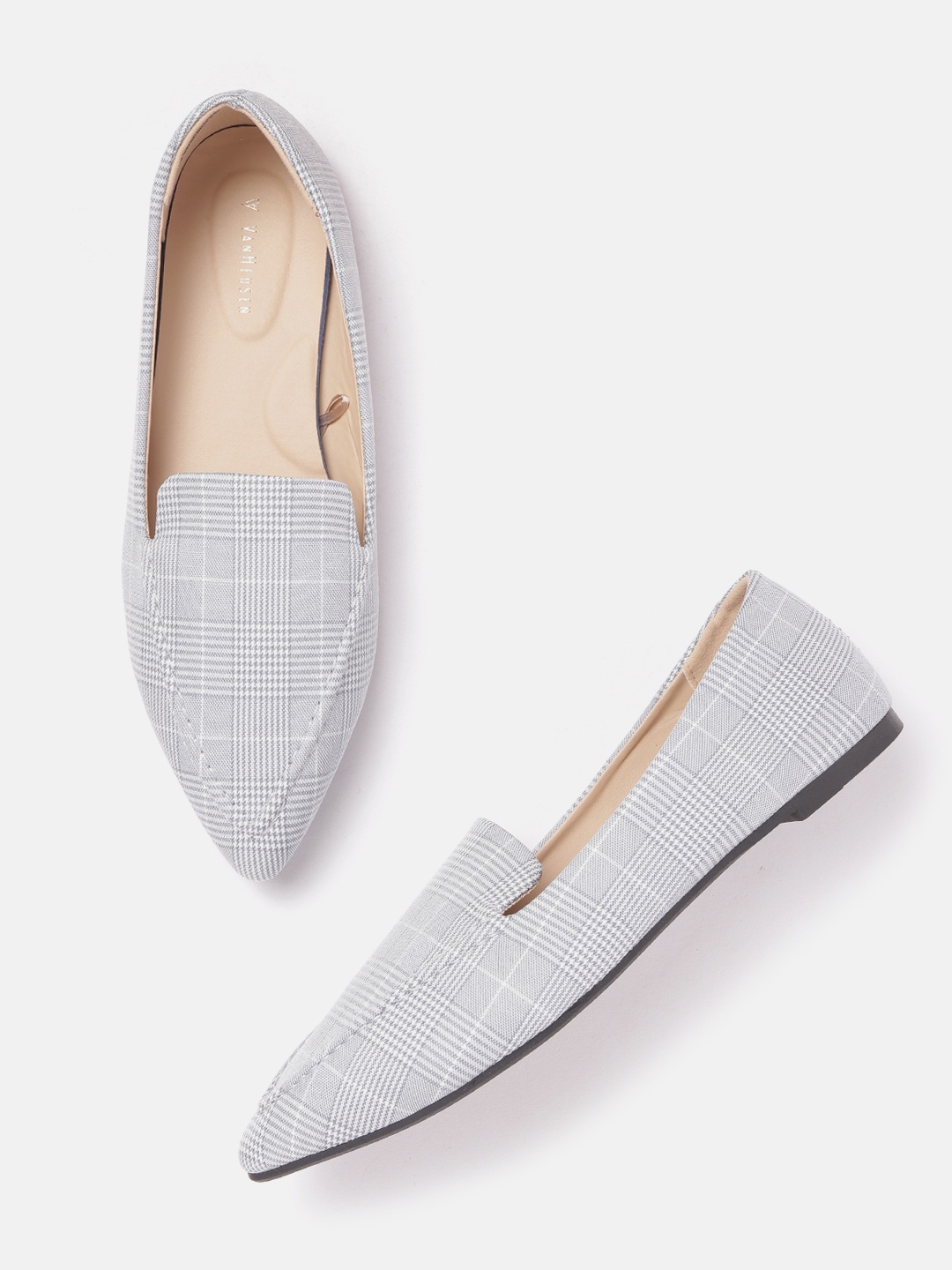 

Van Heusen Woman Checked Pointed Toe Ballerinas, Grey