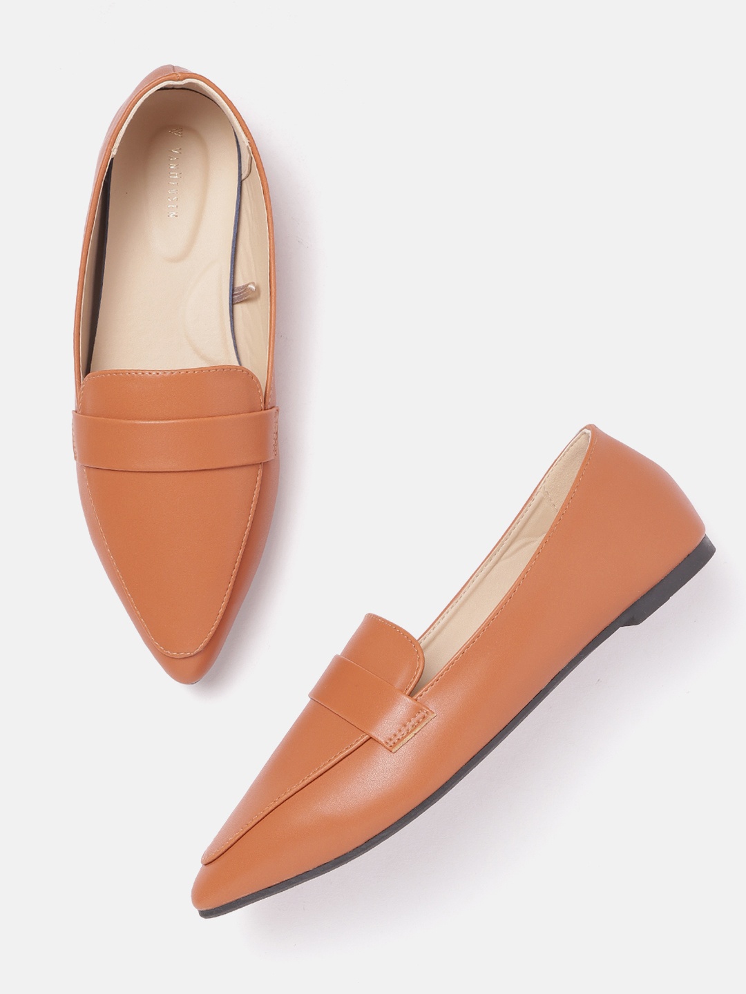

Van Heusen Woman Solid Pointed Toe Loafers, Tan