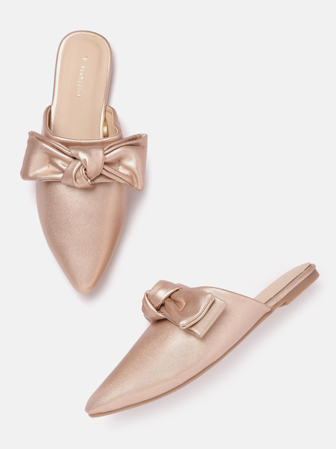 

Van Heusen Woman Copper Solid Bow Detailed Mules