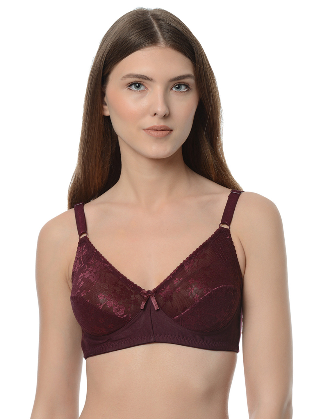 

Da Intimo Burgundy Lace Non-Padded Non-Wired Minimizer Bra DI-880