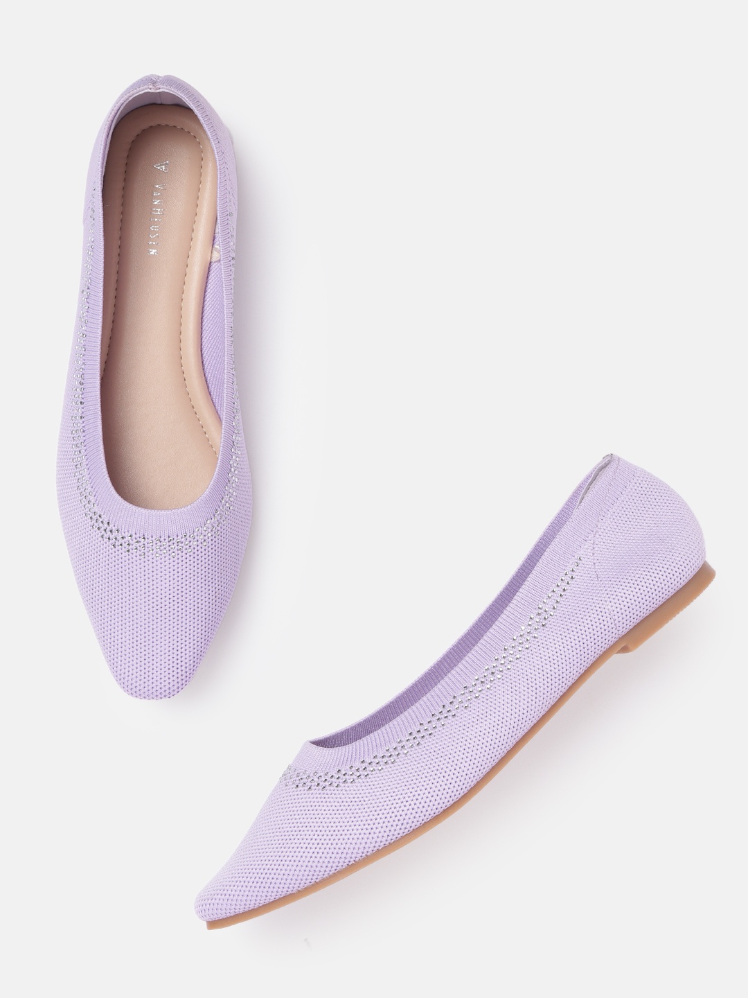 

Van Heusen Woman Lavender Stone Embellished Square Toe Ballerinas