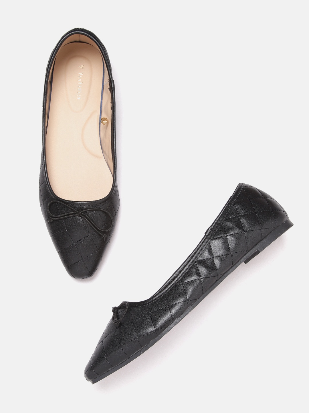 

Van Heusen Woman Quilted Ballerinas with Bows Detail, Black