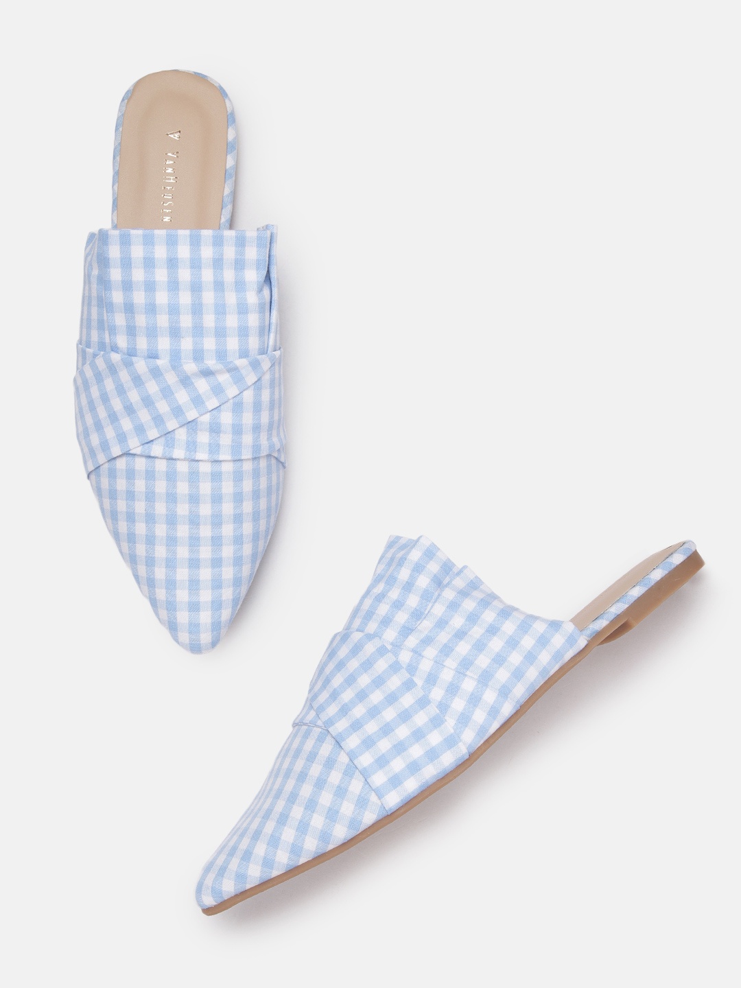 

Van Heusen Woman Gingham Checked Mules, Blue