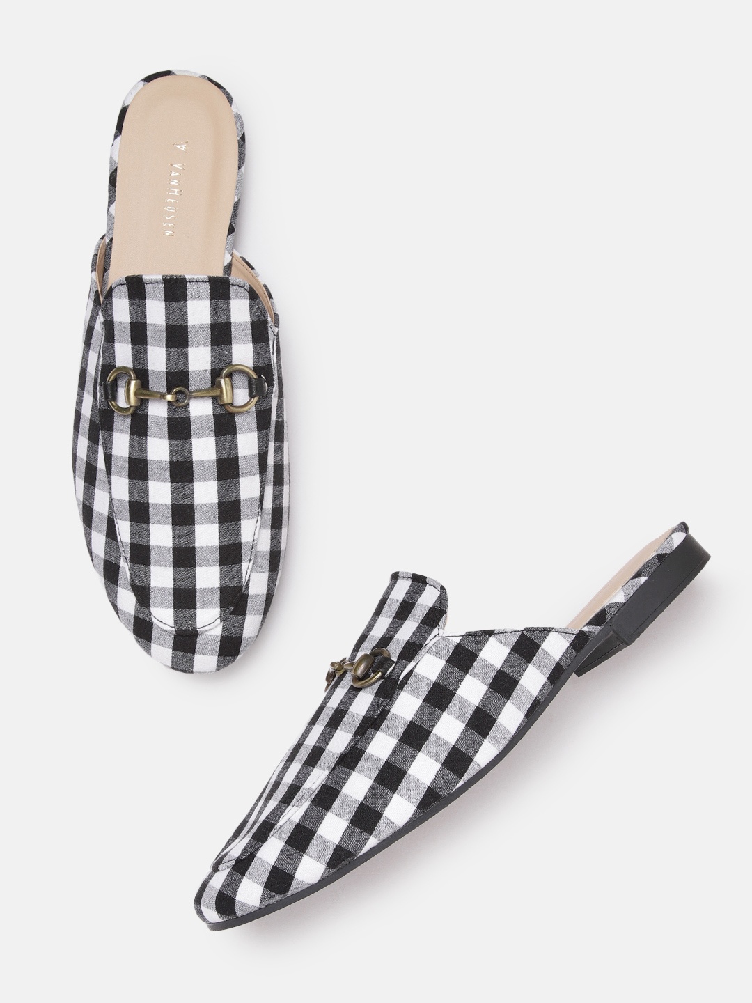 

Van Heusen Woman Gingham Checked Mules, Black