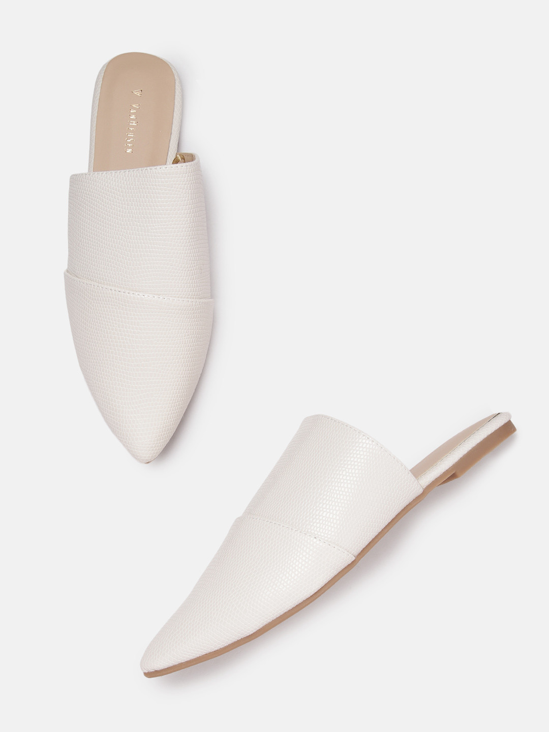 

Van Heusen Woman Reptile Textured Mules, Off white