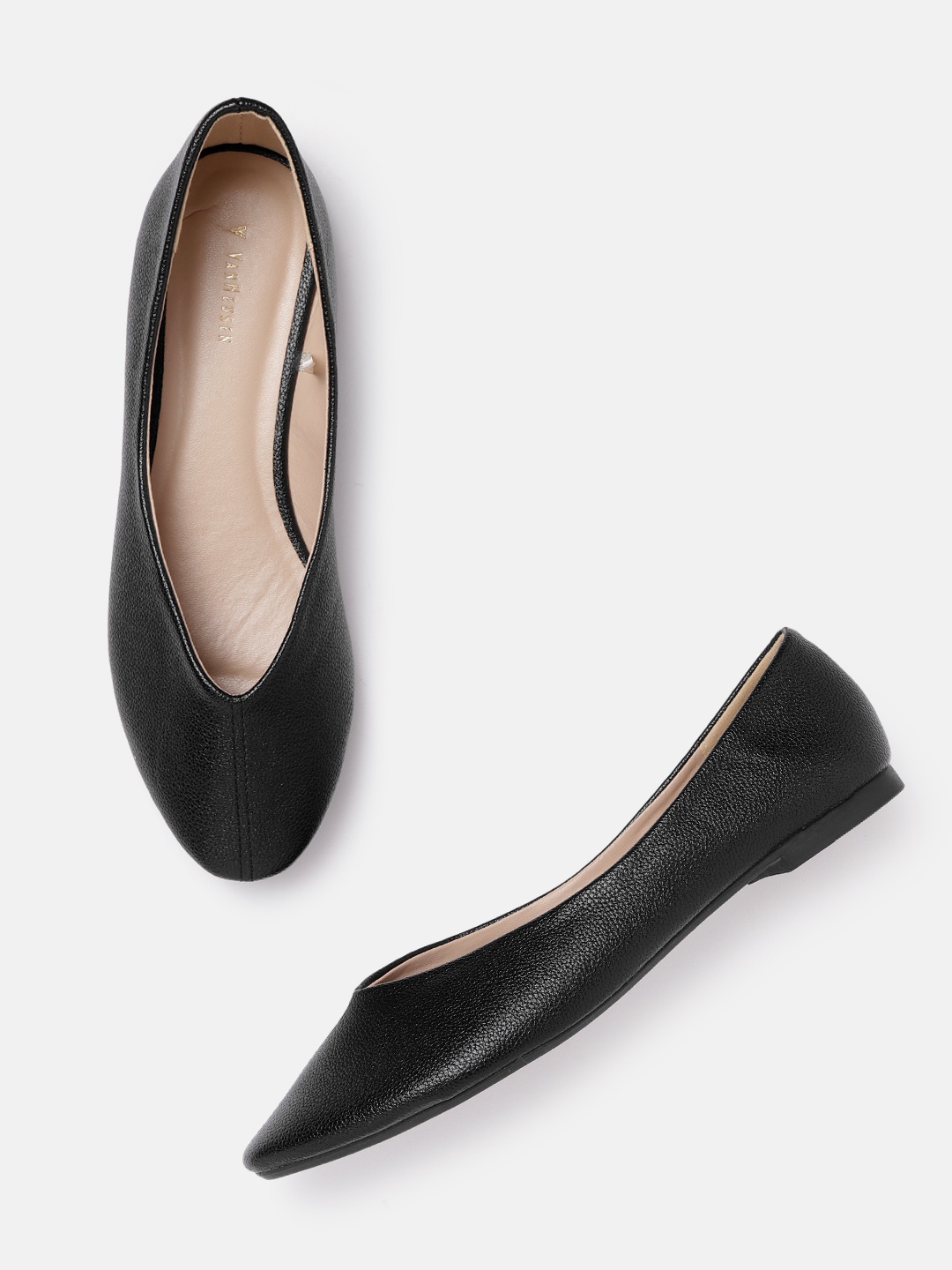 

Van Heusen Woman Black Round Toe Solid Ballerinas