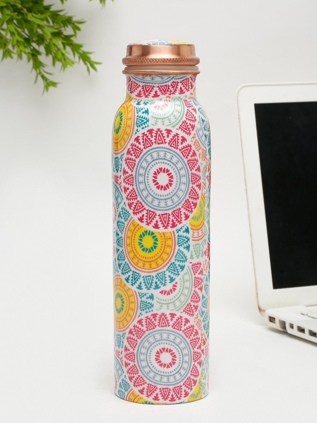 

EK BY EKTA KAPOOR Multicoloured Enamel Printed Copper Bottle 1 L, Multi