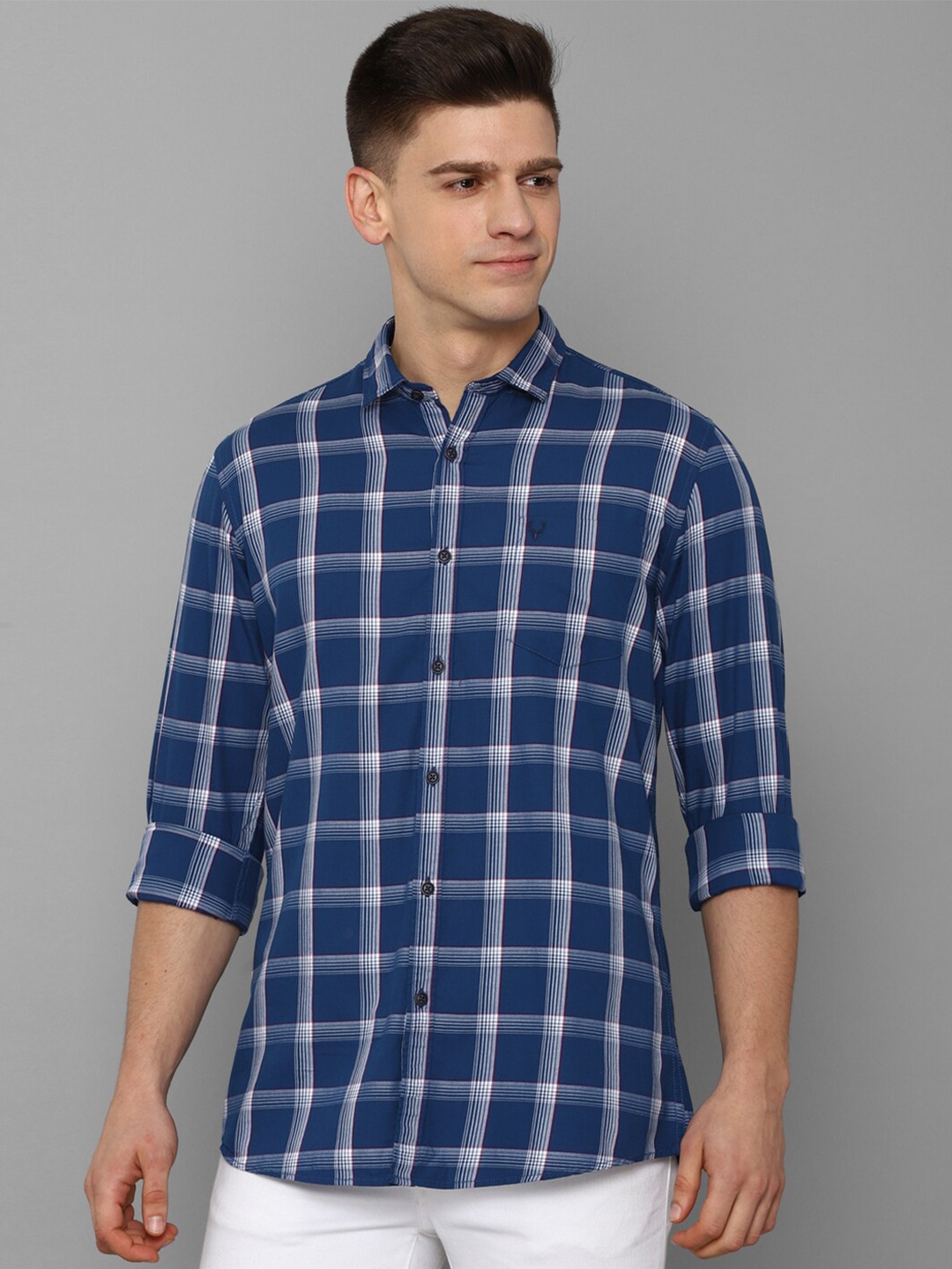 

Allen Solly Sport Men Blue Tartan Checks Checked Cotton Casual Shirt