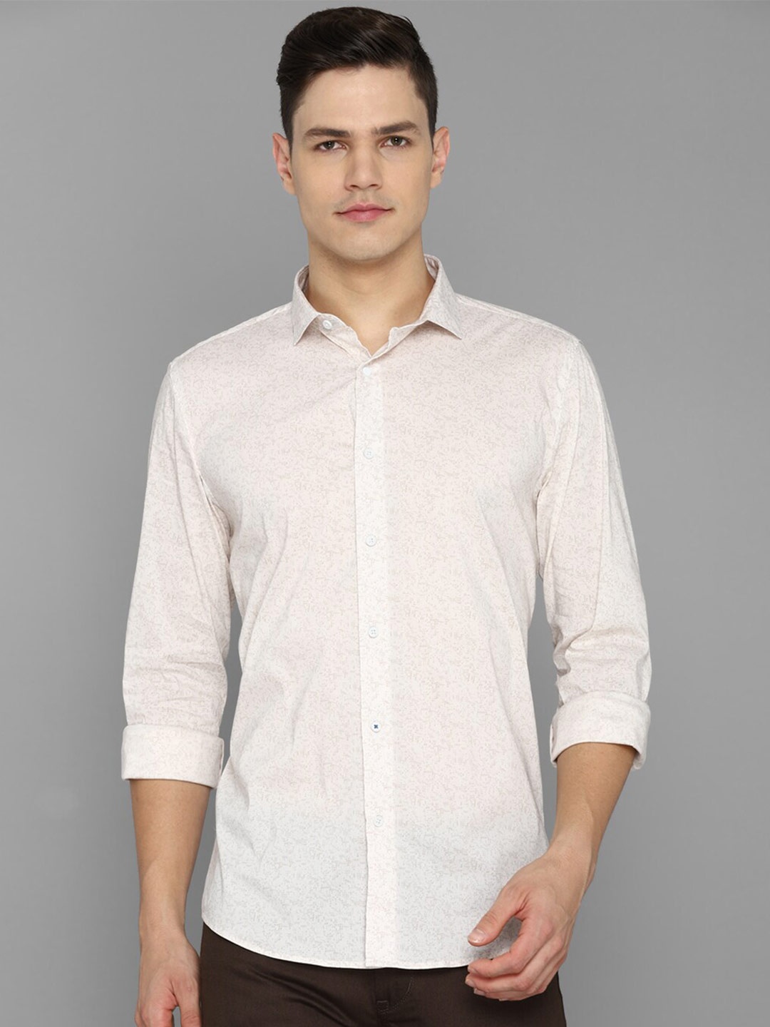 

Louis Philippe Sport Men Cream-Coloured Slim Fit Printed Casual Shirt
