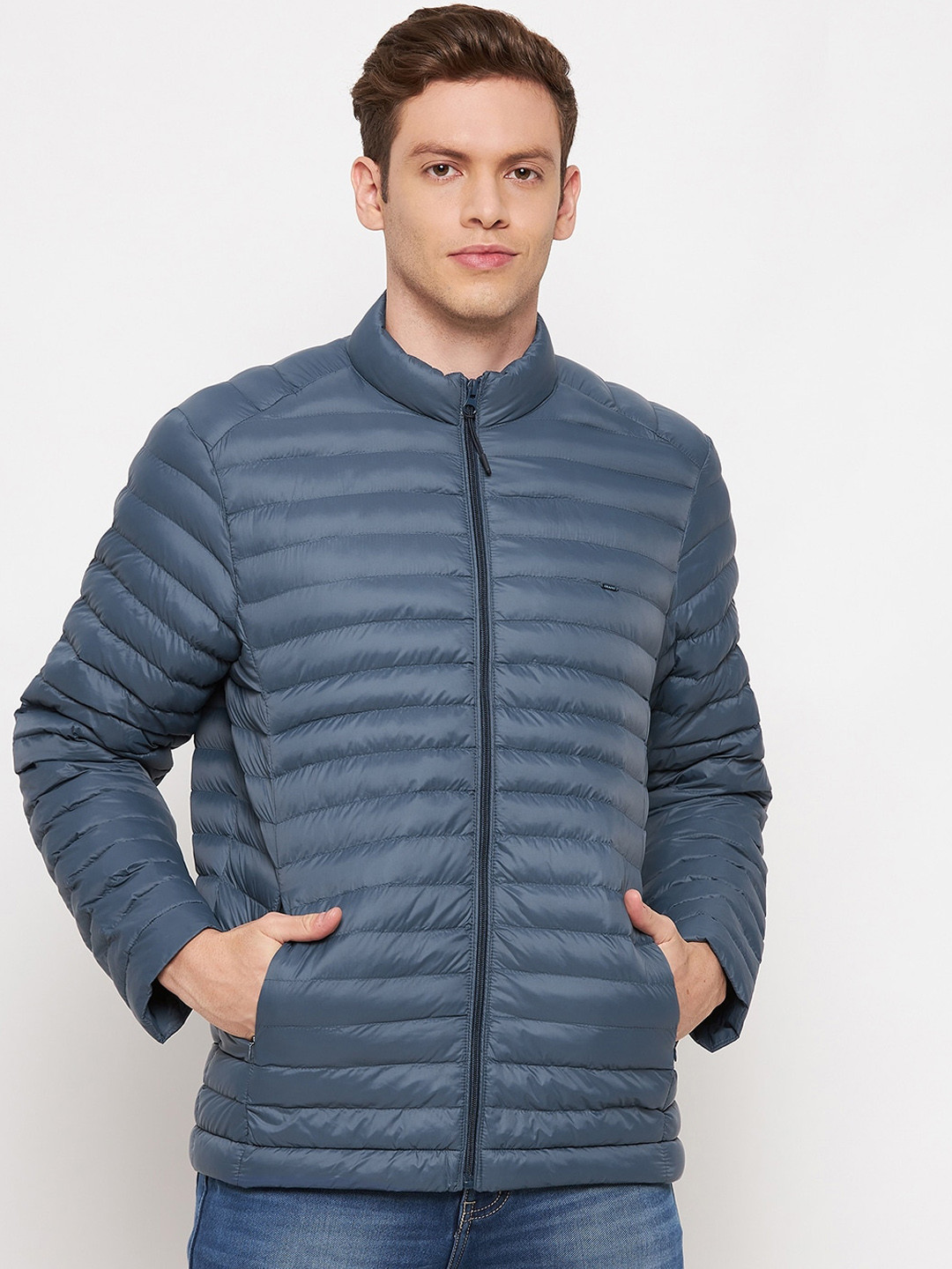 

Okane Men Blue Solid Lightweight Padded Jacket
