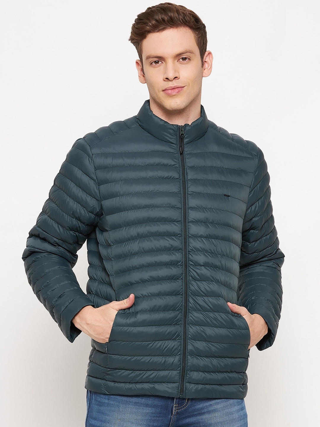 

Okane Plus Size Men Green Lightweight Padded Jacket