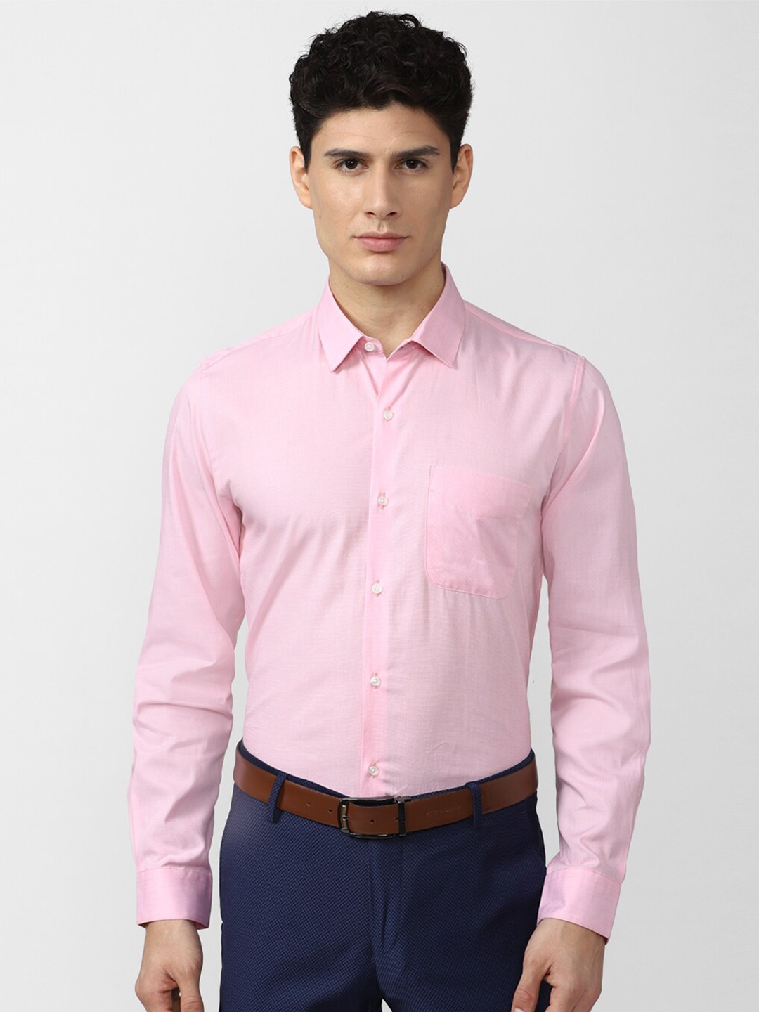 

Peter England Men Pink Slim Fit Formal Pure Cotton Shirt