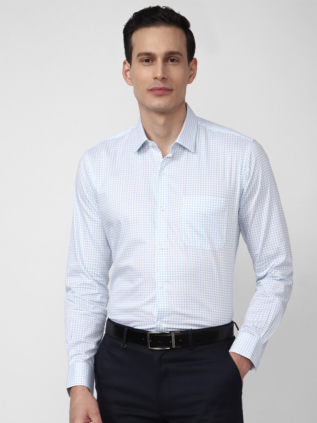 

Peter England Men White Printed Pure Cotton Formal Shirt