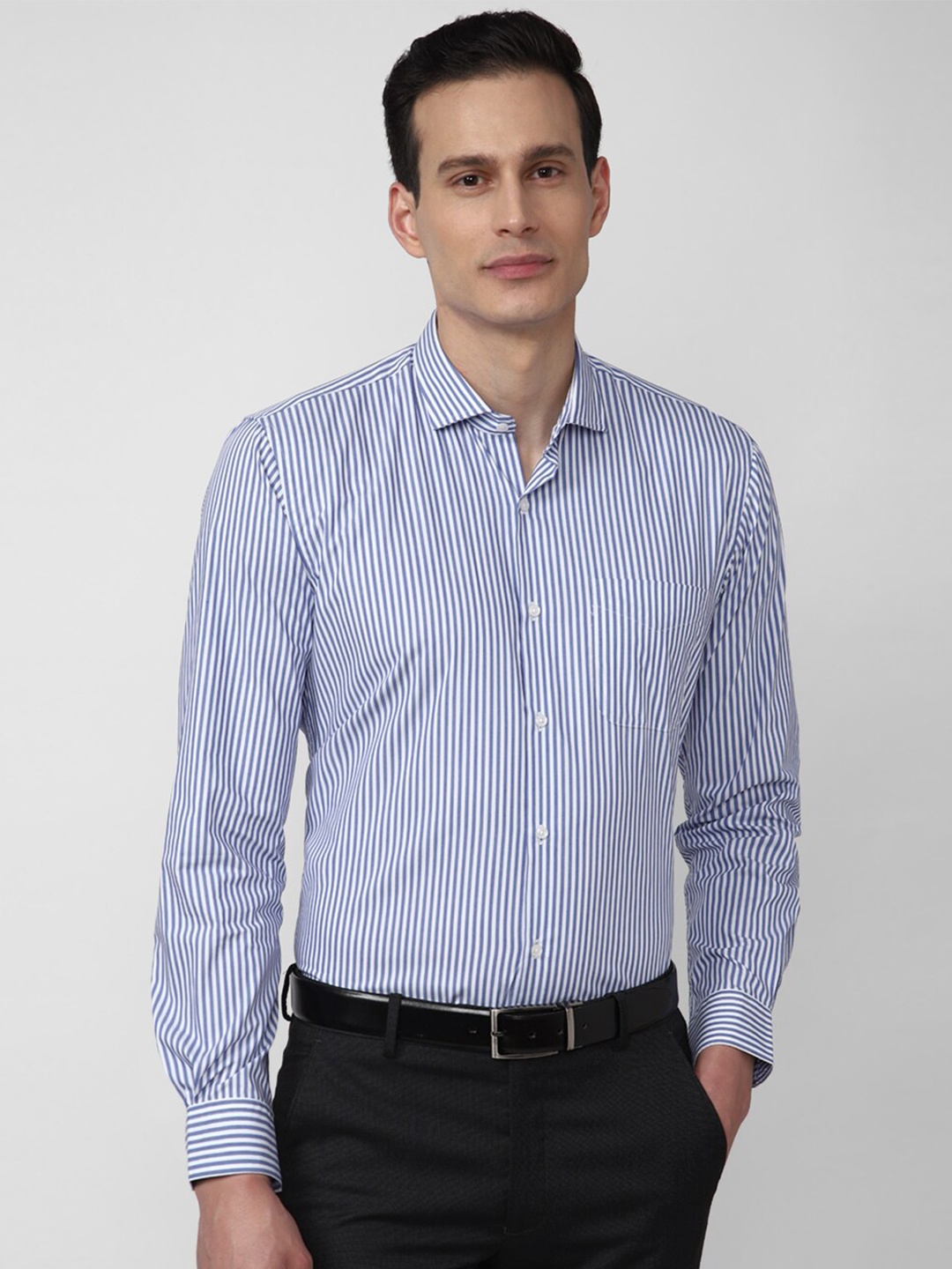 

Peter England Men Blue Striped Formal Shirt