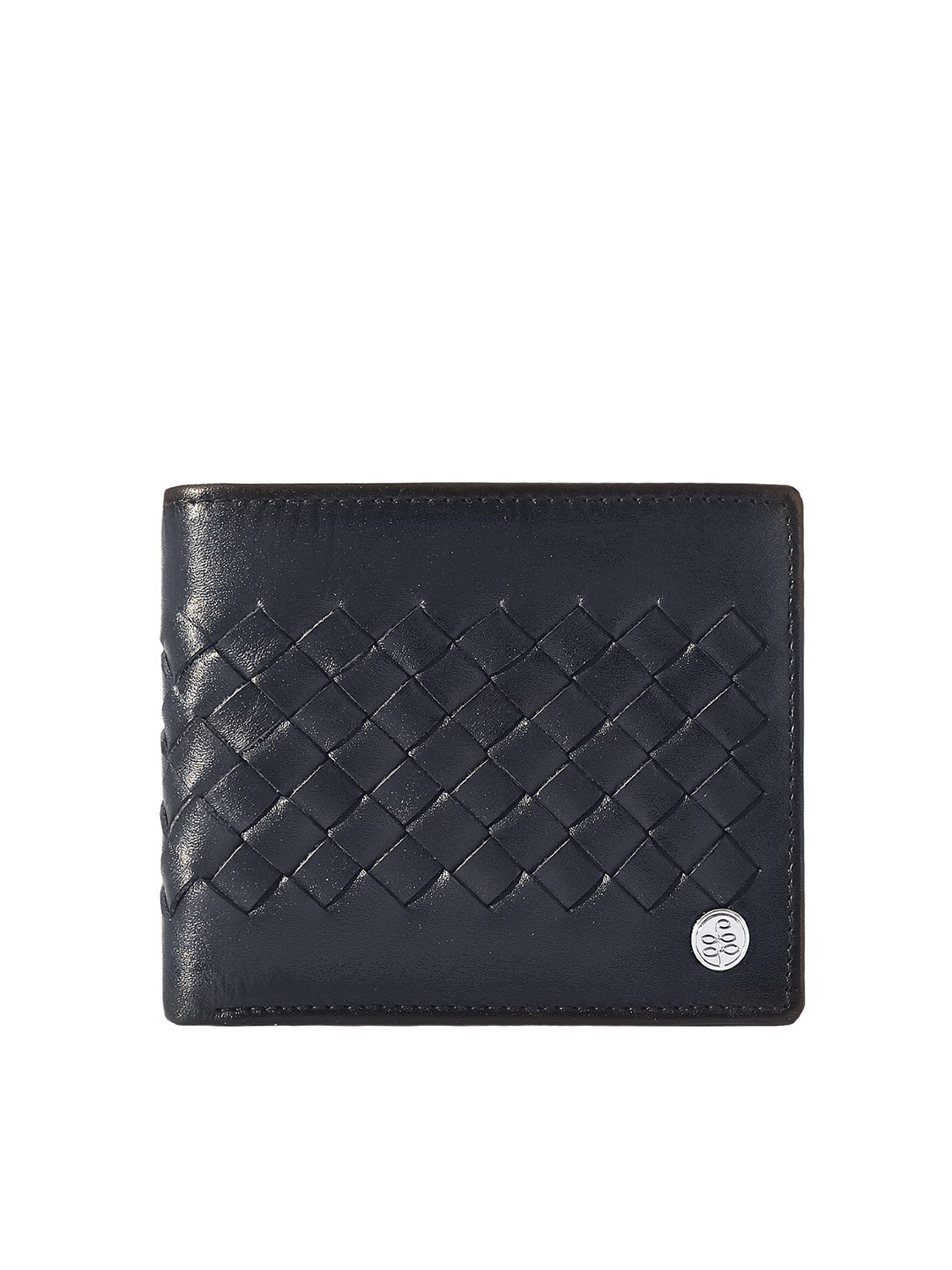 

Eske Men Textured Leather Two Fold Wallet, Navy blue