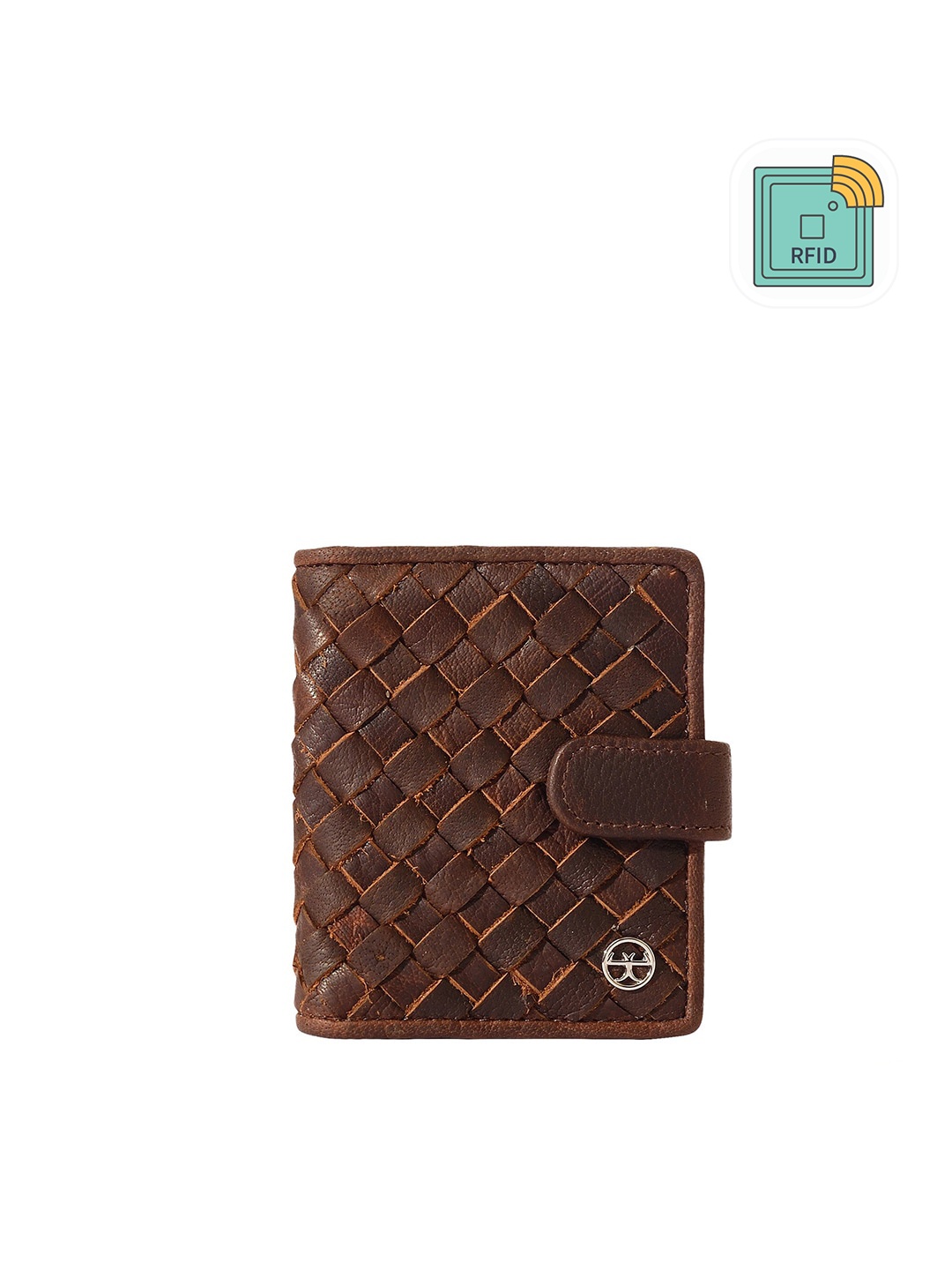 

Eske Men Brown & Silver-Toned Leather Card Holder