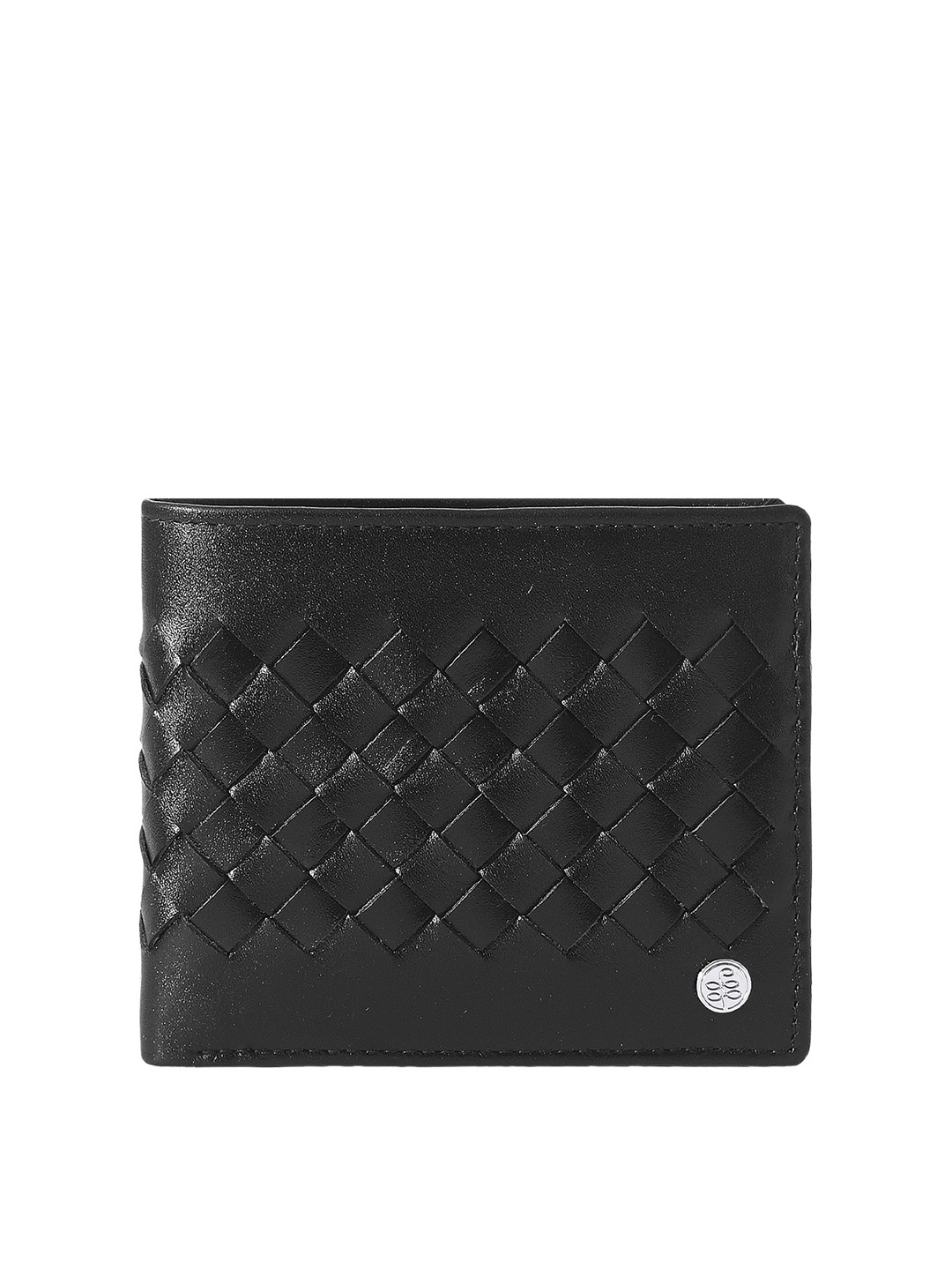 

Eske Men Checked Leather Two Fold Wallet, Black