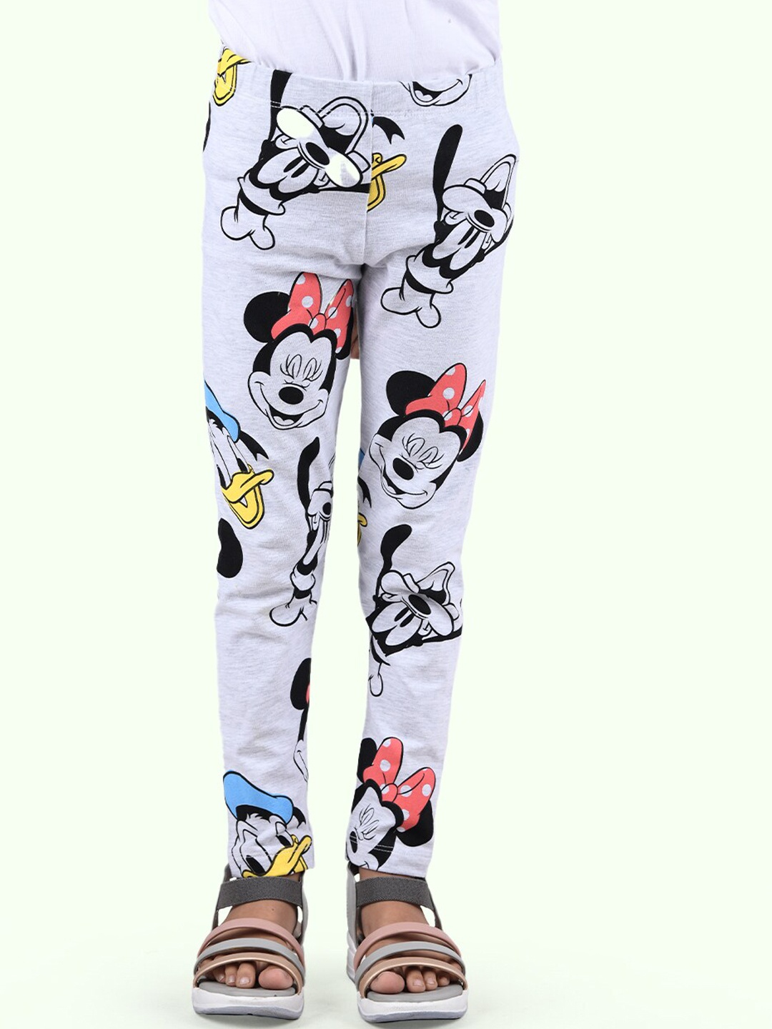 

Zalio Girls Grey Mickey & Friends Printed Ankle Length Pure Cotton Leggings