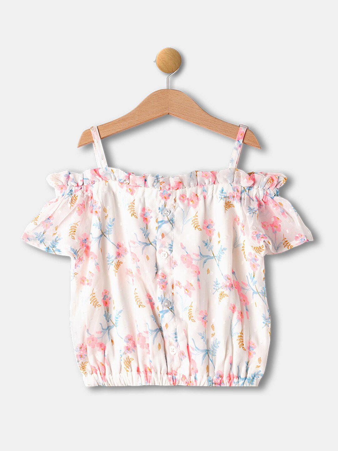 

R&B Girls Pink Floral Print Bardot Top