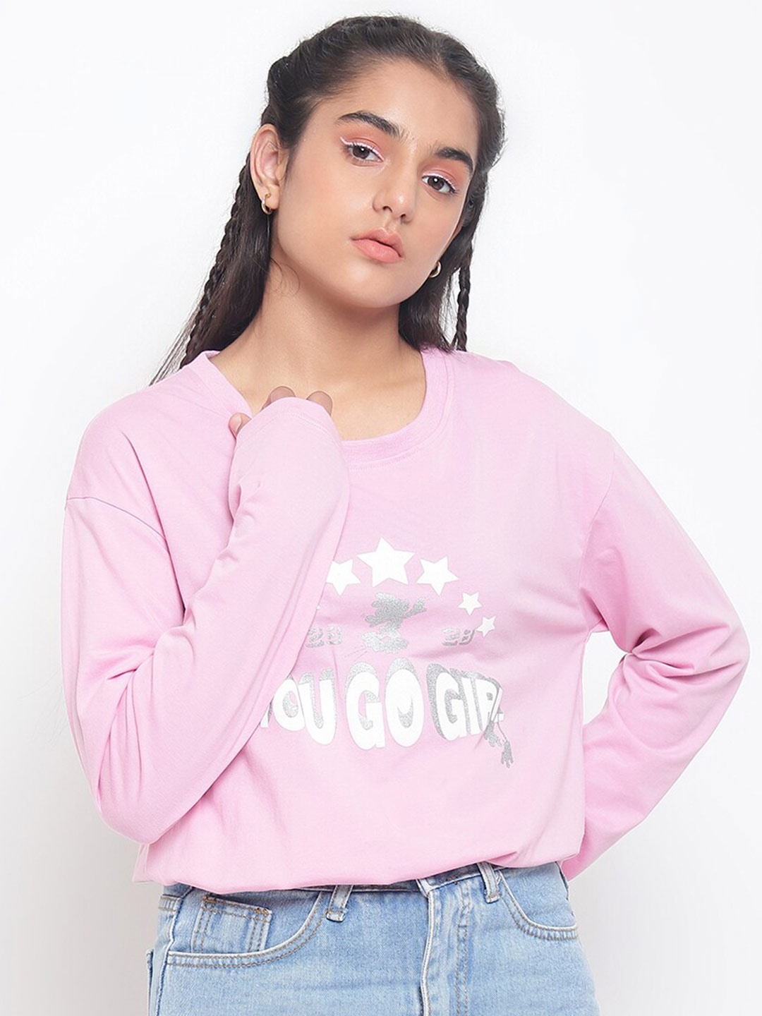 

Lil Tomatoes Girls Pink & White Print Top