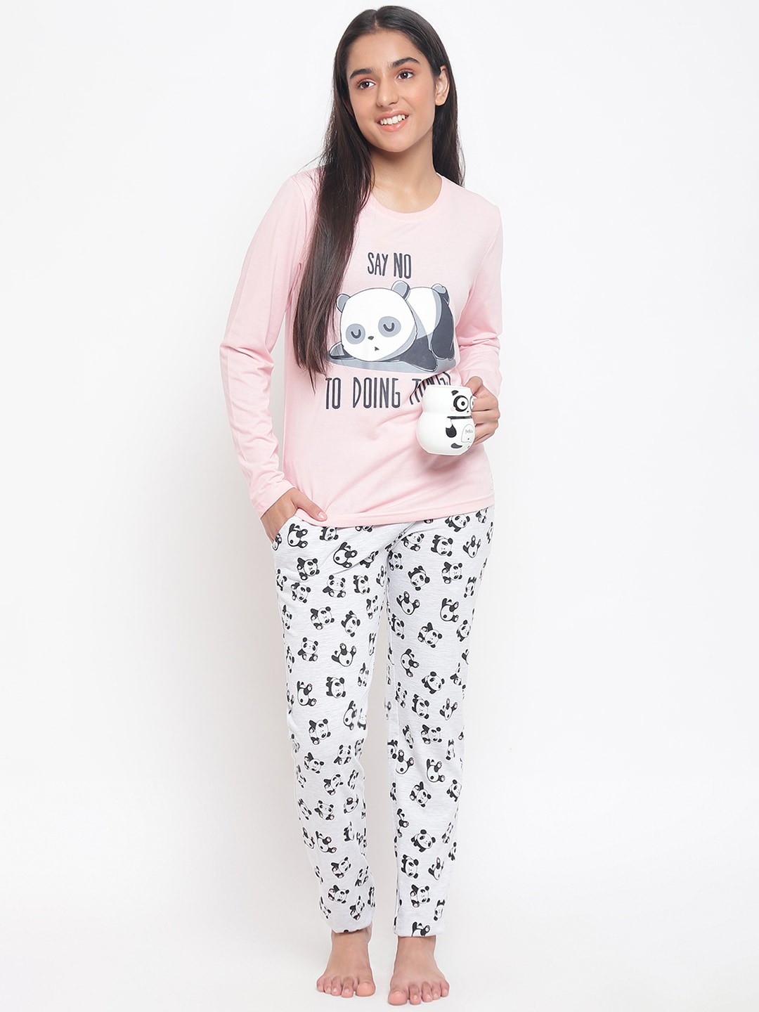 

Lil Tomatoes Girls Printed Night suit, Pink