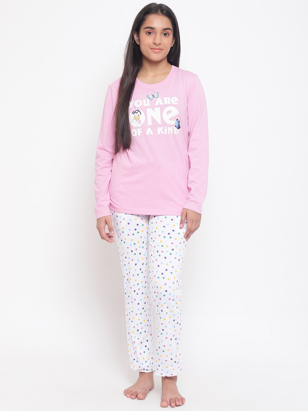 

Lil Tomatoes Girls Printed Night Suit, Pink
