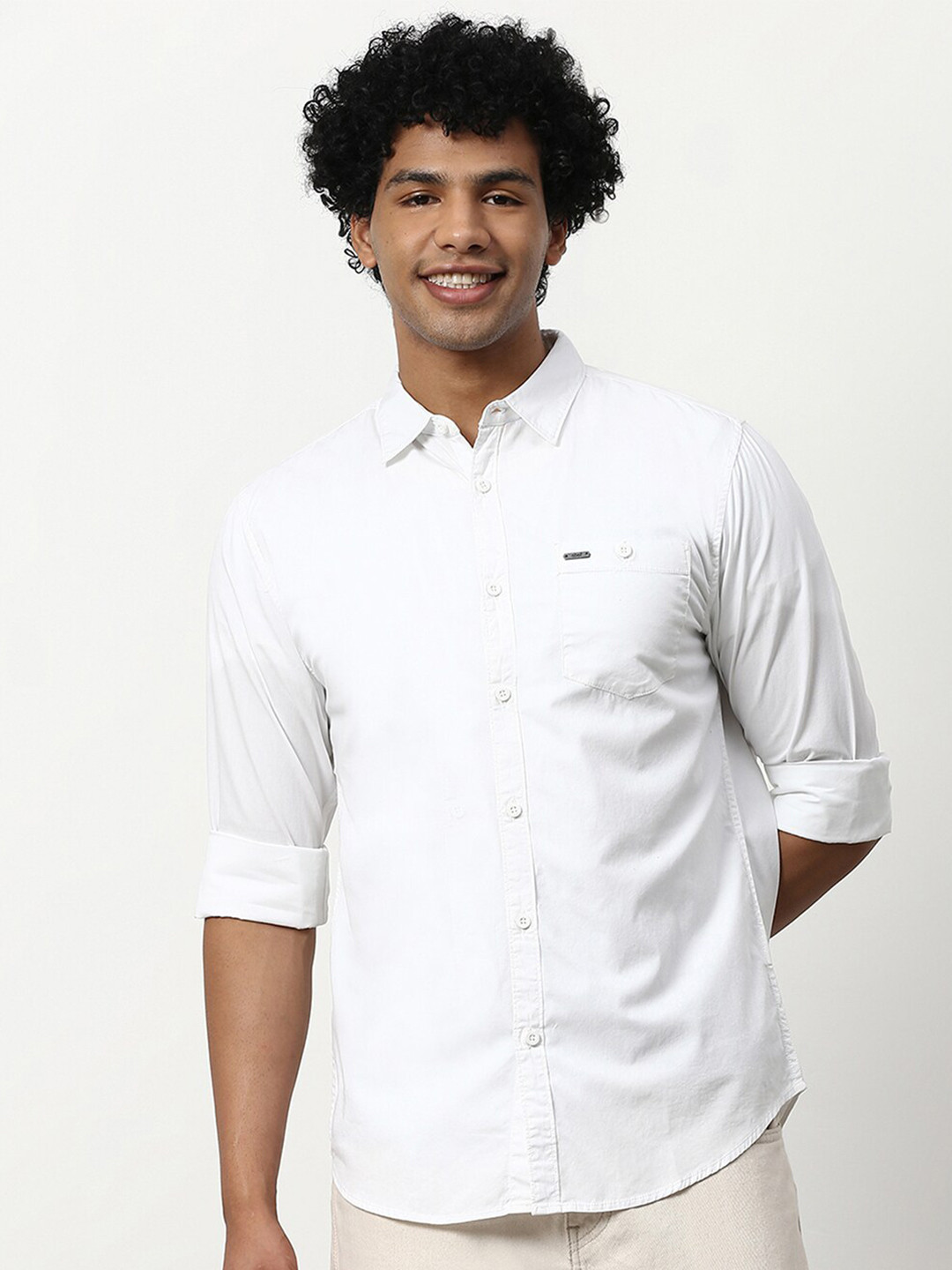 

abof Men White Solid Spread Collar Regular Fit Shirt